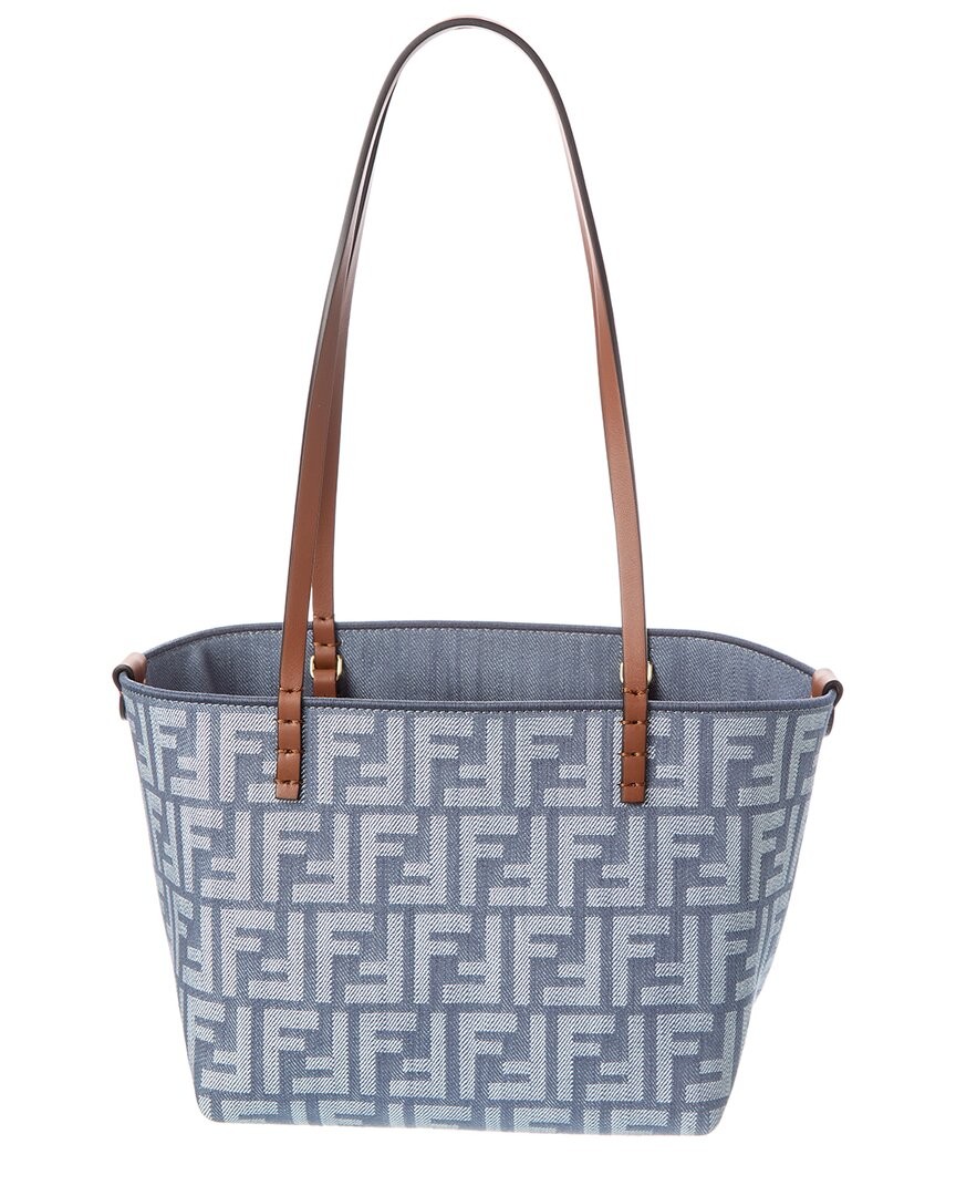 Fendi Roll Small Ff Denim & Leather Tote Women’s Blue