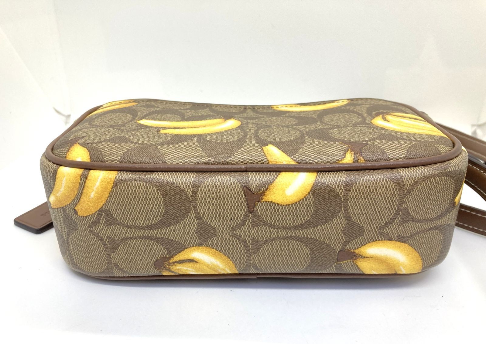 Used COACH Mini Jamie Camera Bag Signature Canvas Banana Print Shoulder Bag Ladi