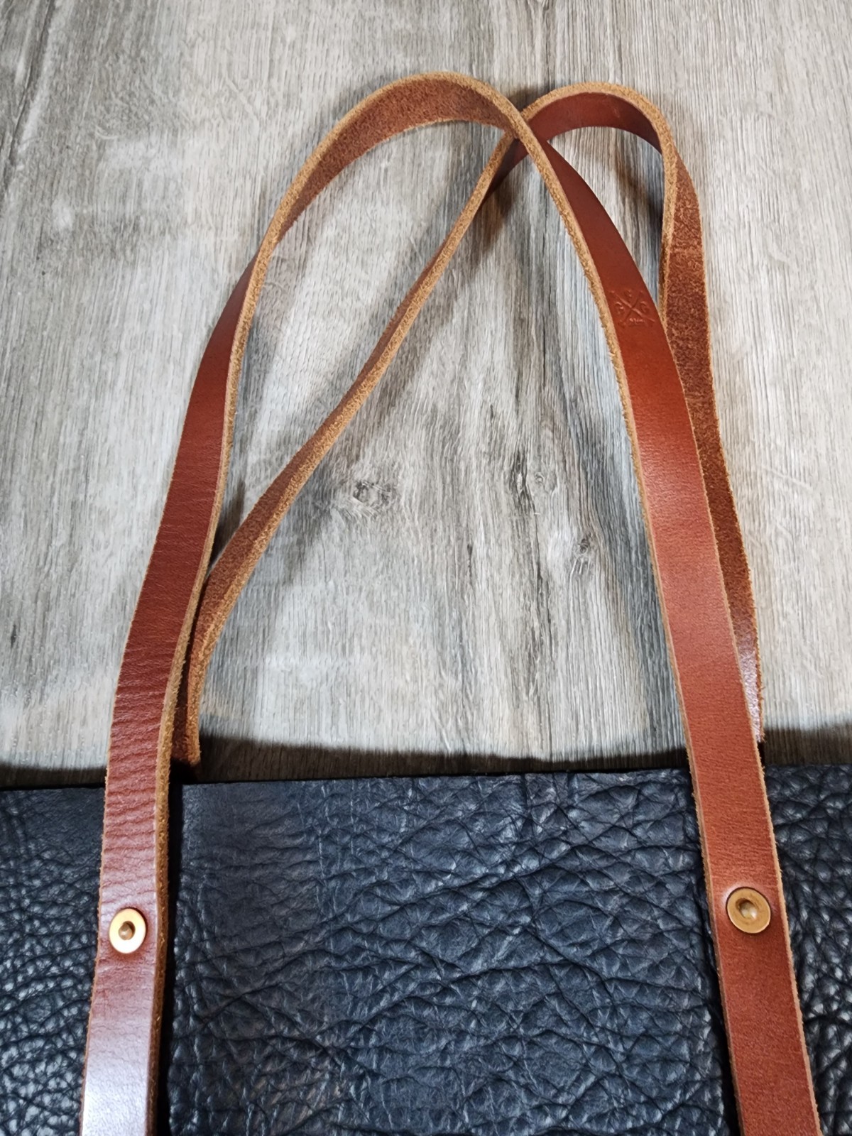 Go Forth Goods Avery Leather Large Black Brown Tote Bag Purse Pebbled