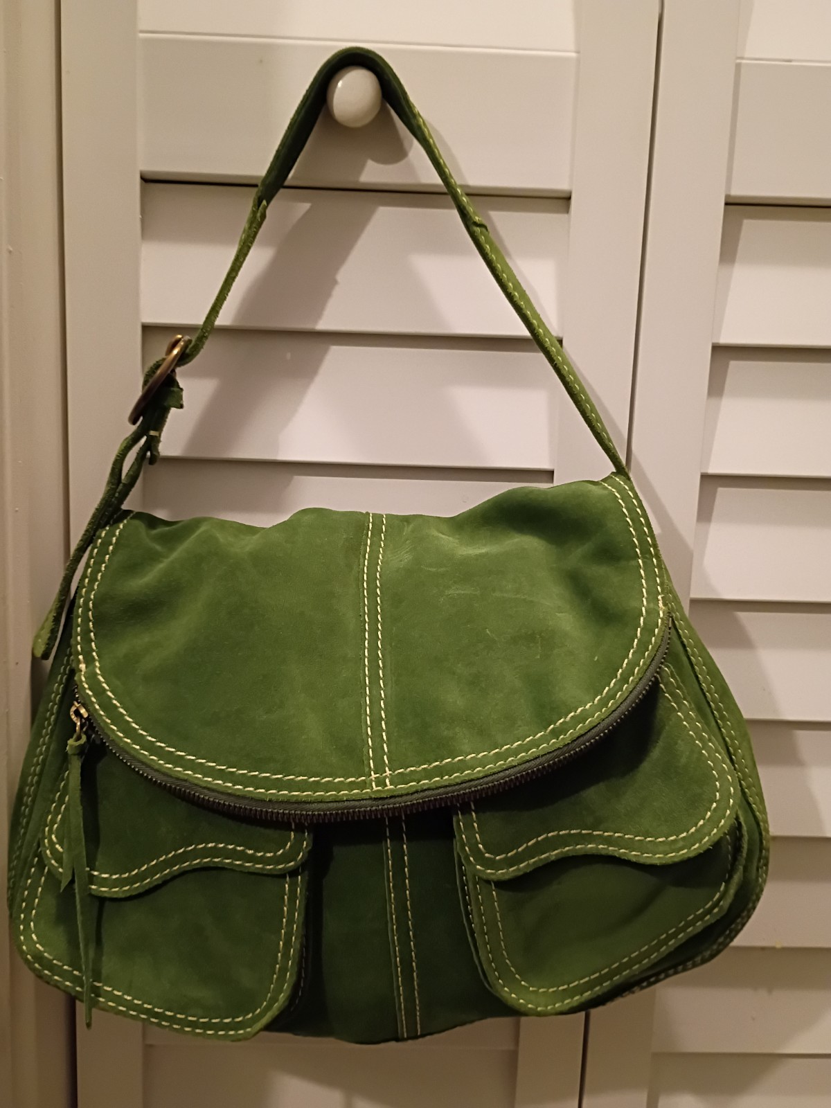 Y2K LUCKY BRAND STASH SHOULDER BAG GREEN SUEDE ULTRA RARE