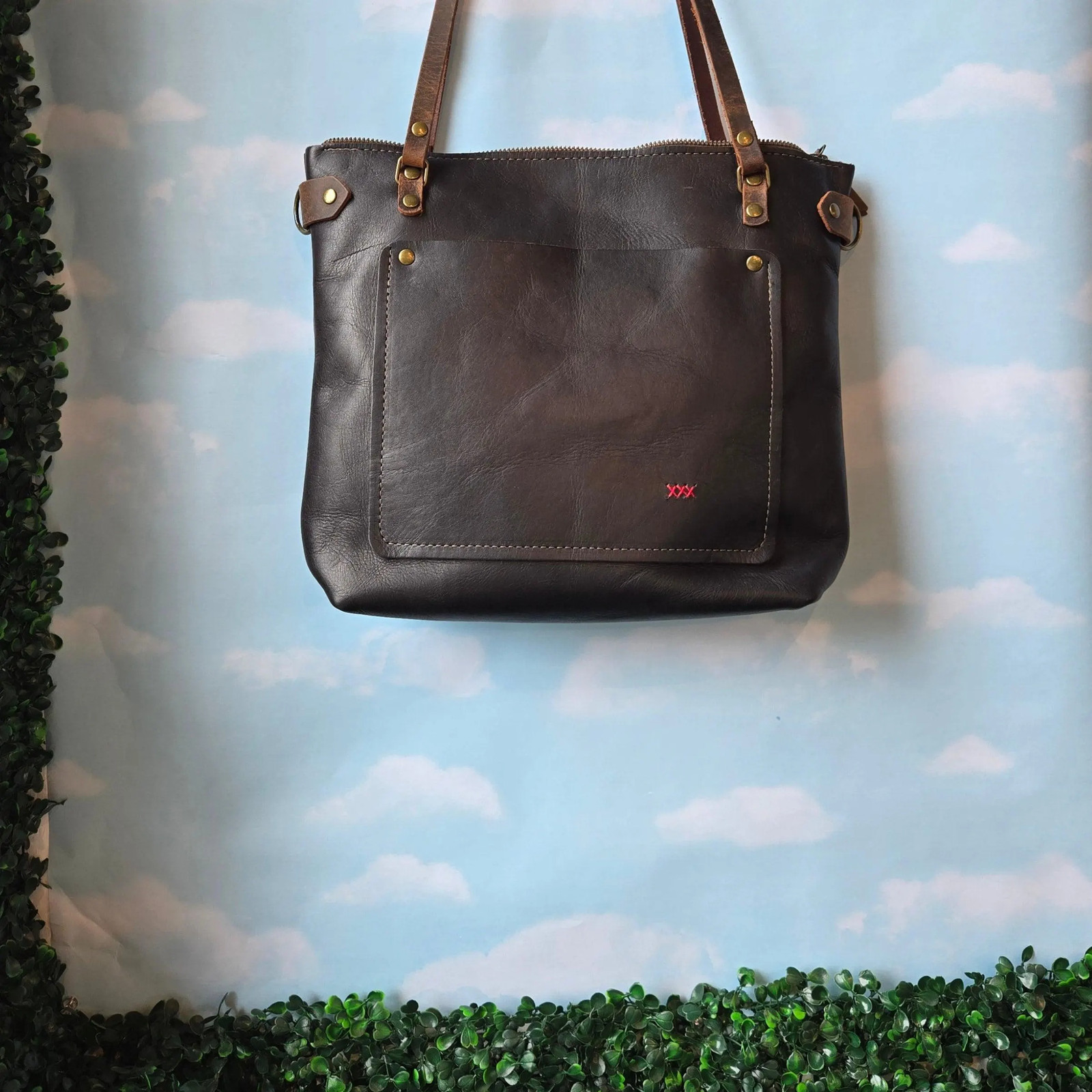Handmade Classic Leather Tote Bag * Small Black Purse* Leather Shoulder Bag