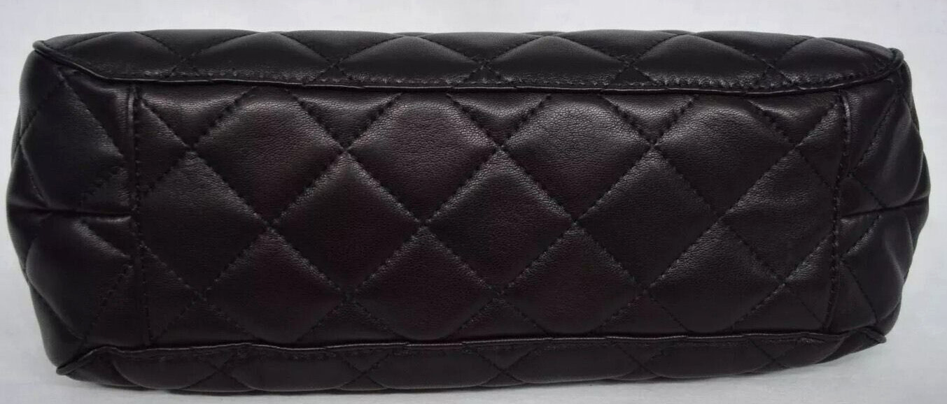 🌞MICHAEL KORS SUSANNAH BLACK QUILT LEATHER GOLD LOGO MEDIUM SHOULDER BAG🌺NWT!