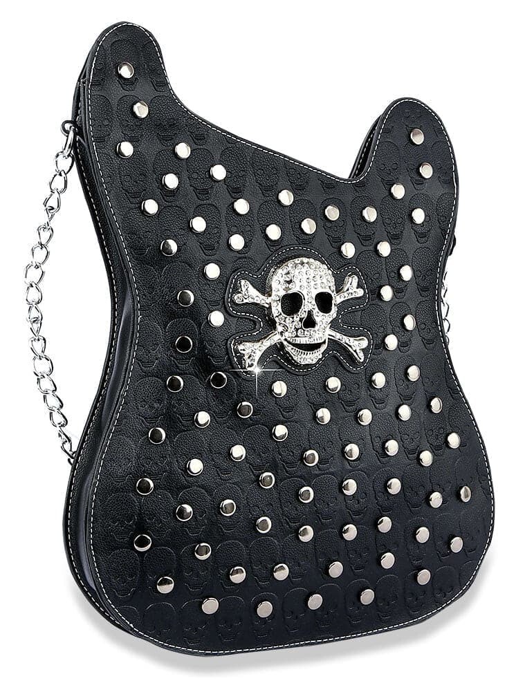 Embossed Guitar Design Skull Concealed Carry Purse Crossbody Sling Bag Shoulder
