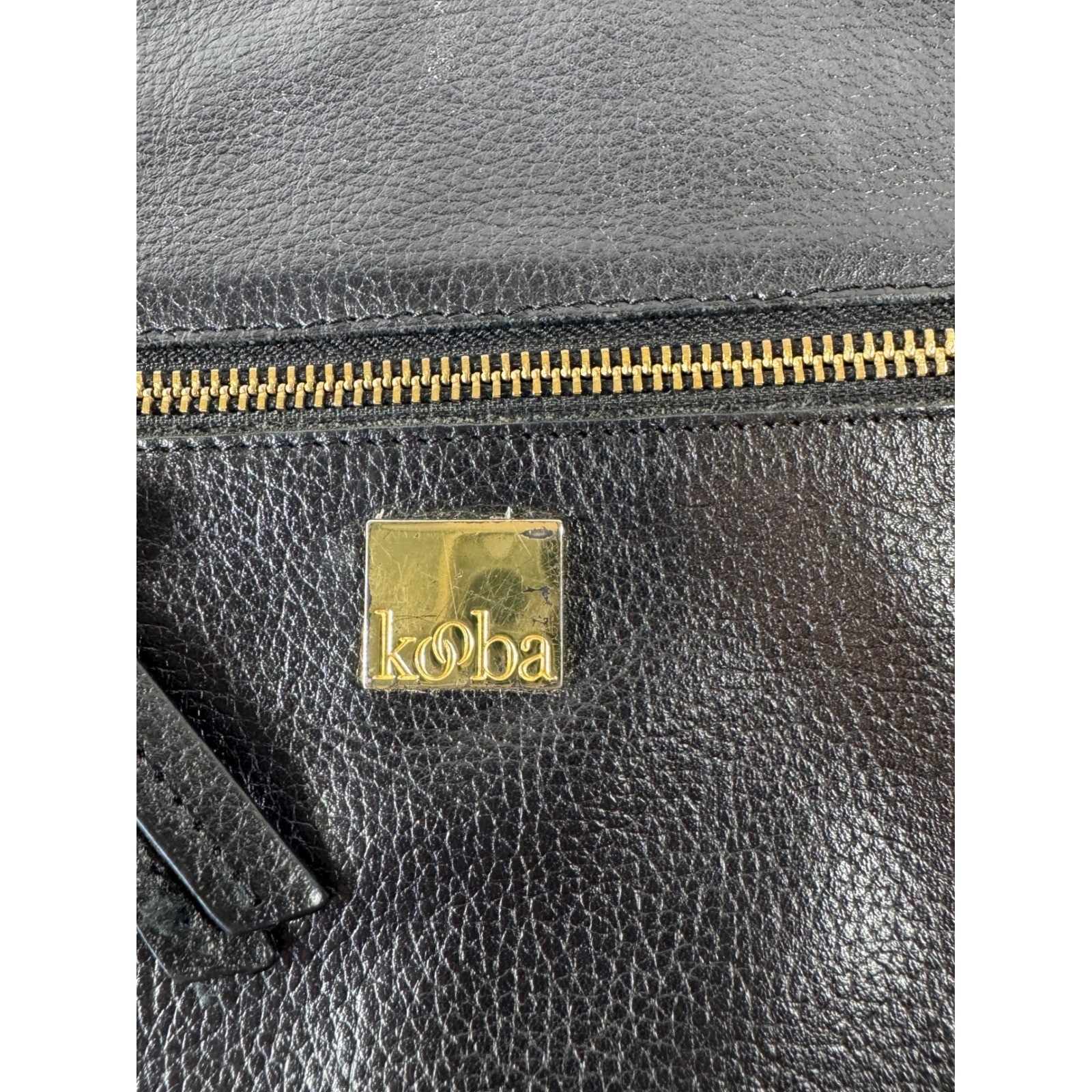 Kooba Black Pebbled Leather Crossbody Bag Gold Hardware Slim Messenger Purse