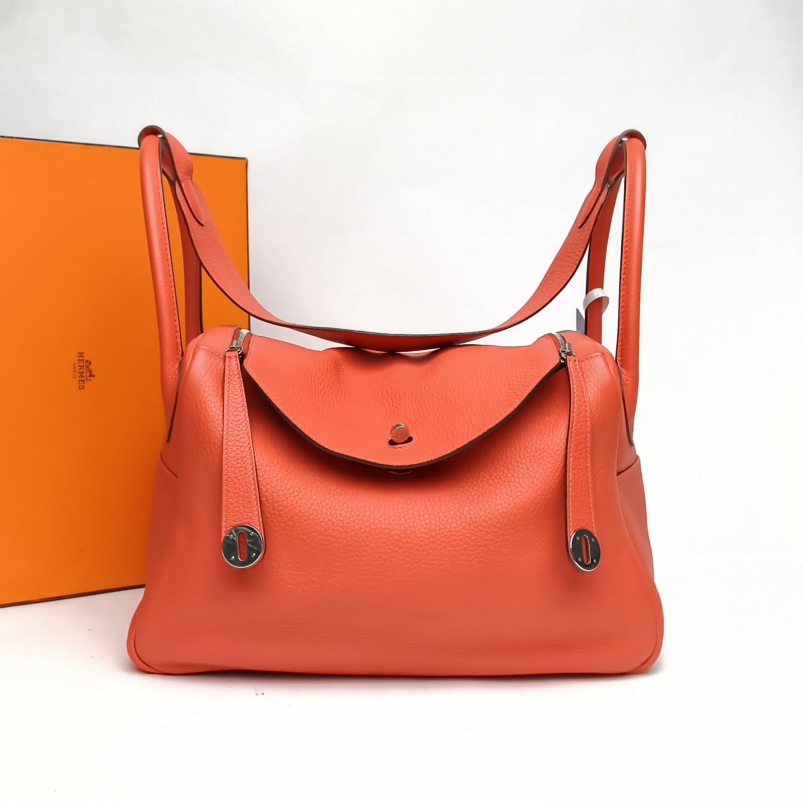 HERMES Lindy 34cm Rose Jaipur(T5) Clemence Leather 2014 Shoulder Bag