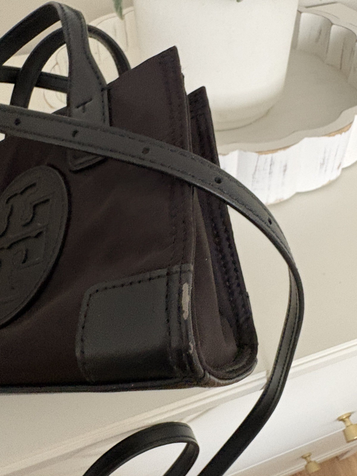 Tory Burch Ella Mini Tote Bag in Black w Adjustable Strap