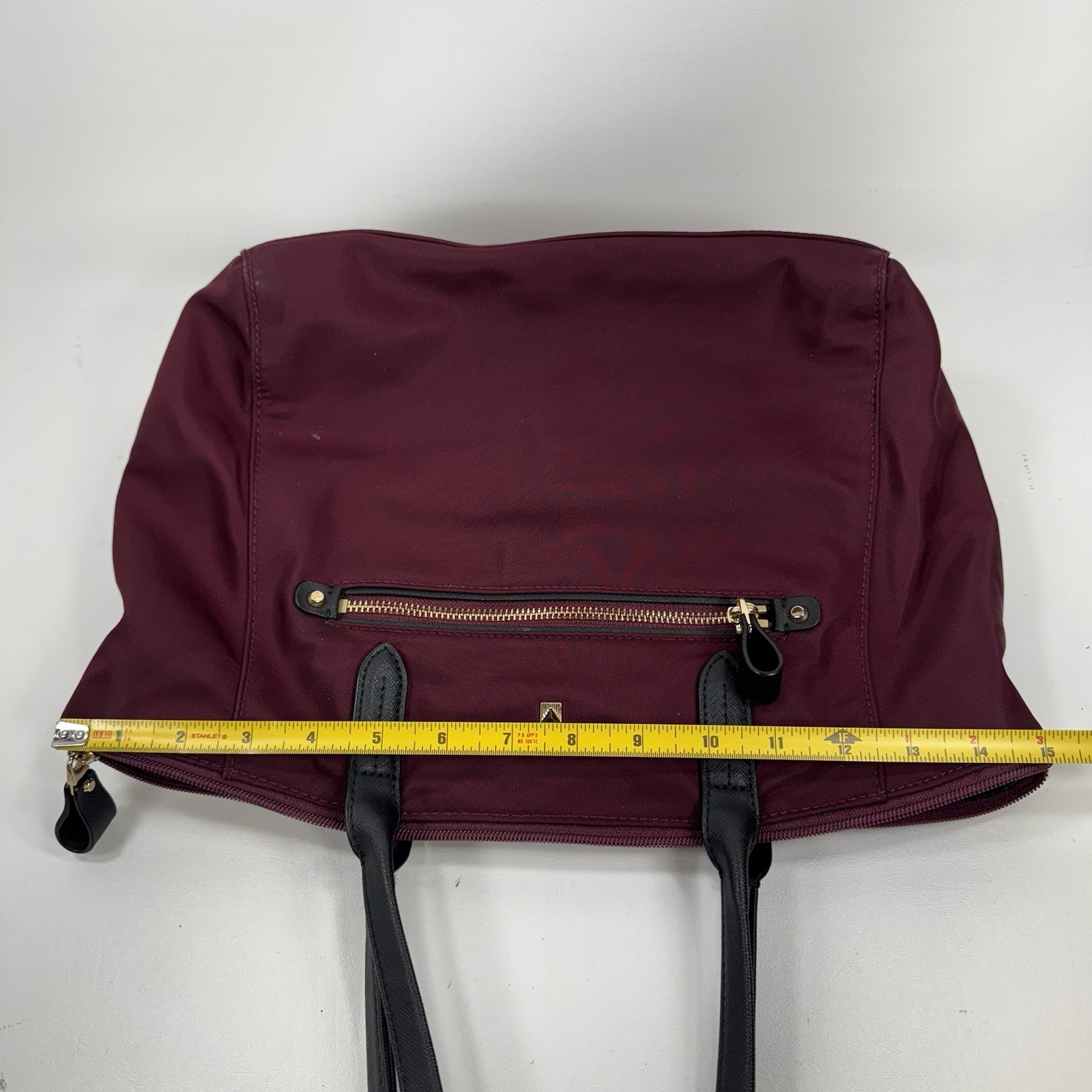 Michael Kors Maroon Nylon Kelsey Tote Bag Gold Hardware Zip Top Shoulder Bag