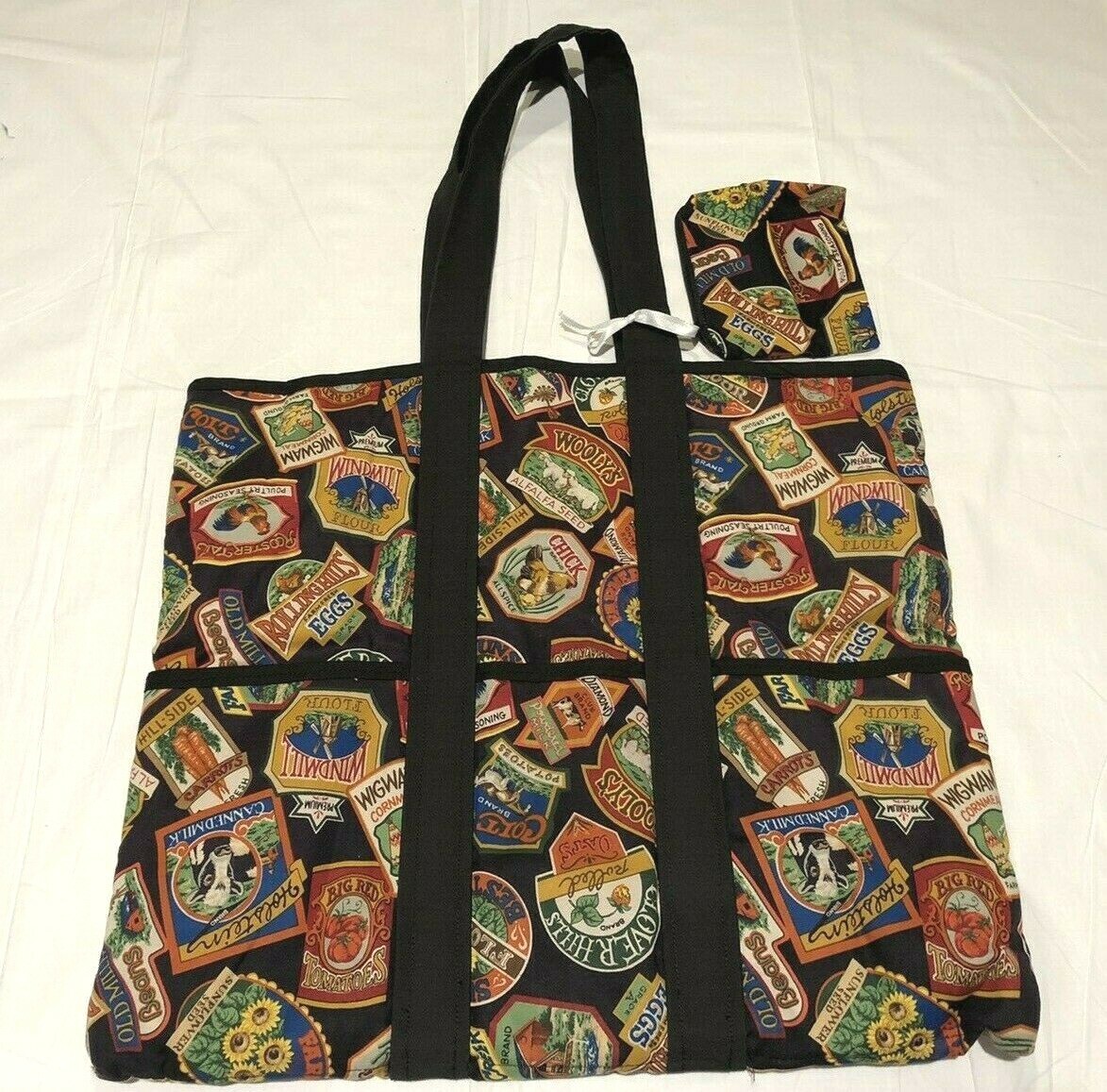 NEW Handmade Cotton Fabric Handbag Tote Bag w/coin bag Vintage Food Brands Print
