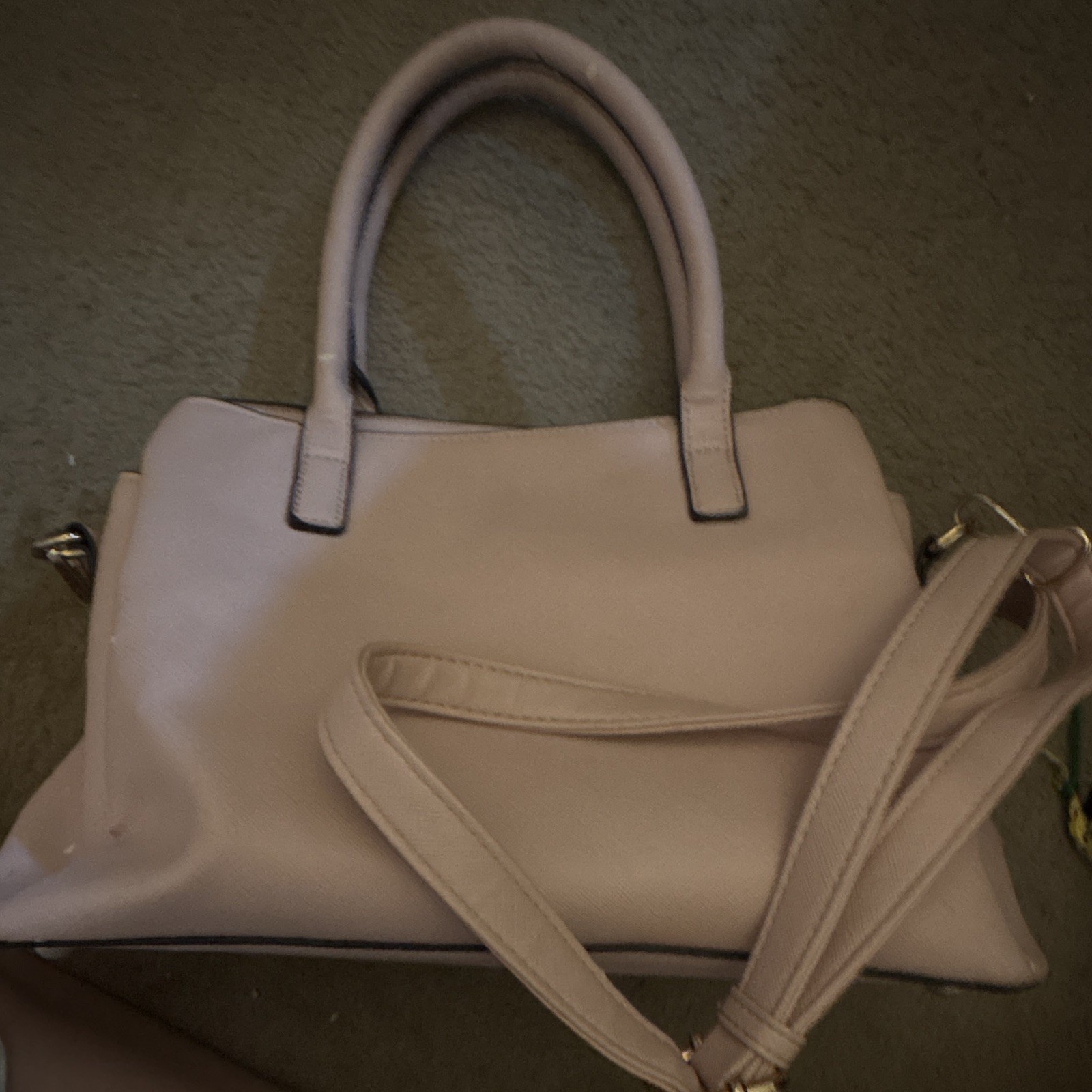 Pink Medium Satchel Top Handle Bag Double Handles Detachable Strap Animal Lining