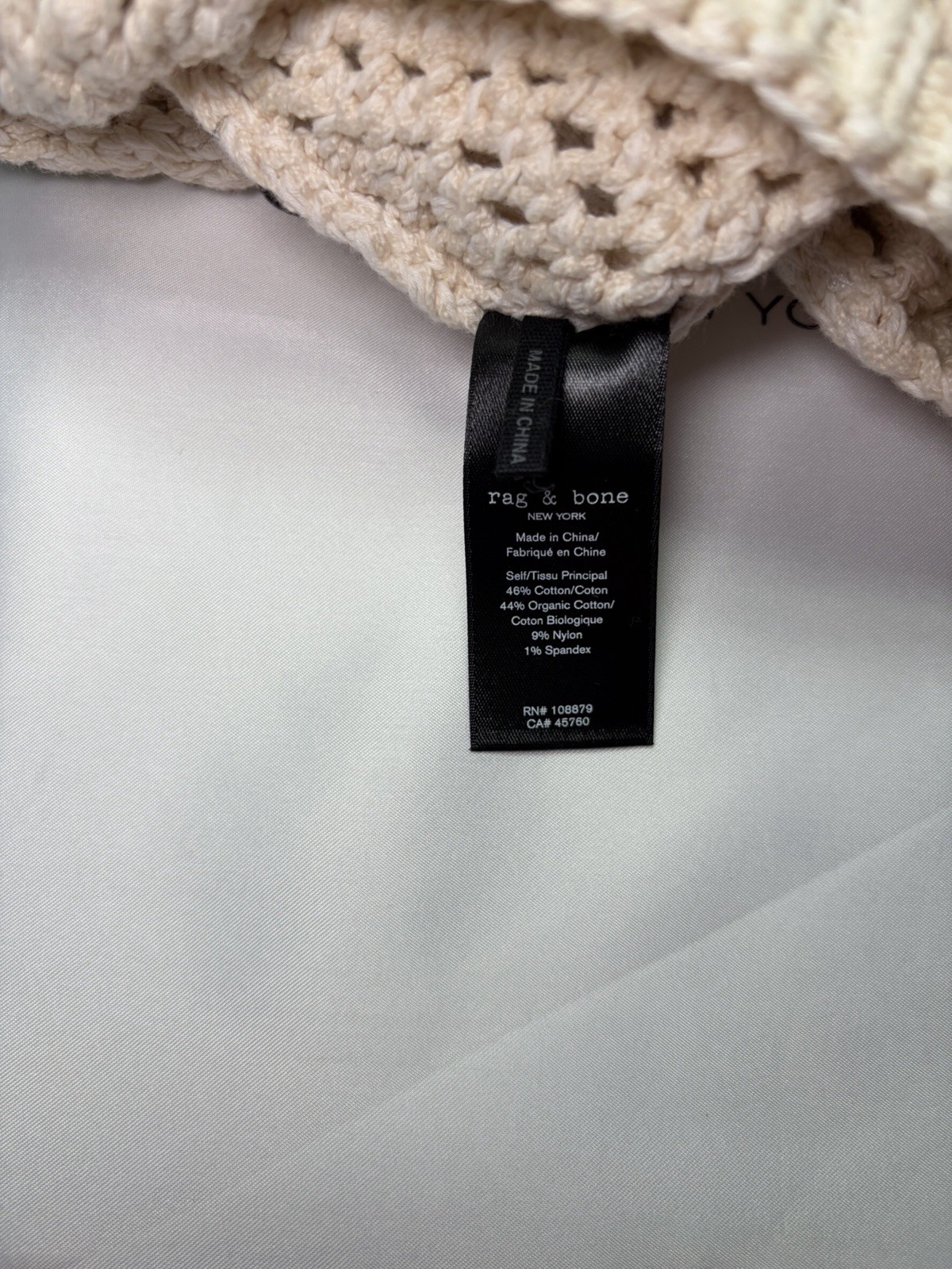Rag & Bone Addison Mini Shopper Bag- Cream, Crochet, Knit- Excellent Condition