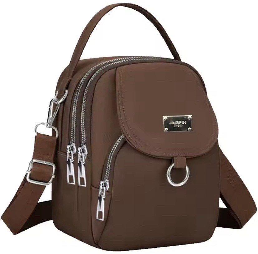 JINGPIN Multicolor Solid Small Crossbody Bag Top Handle Zip Silver Det Strap