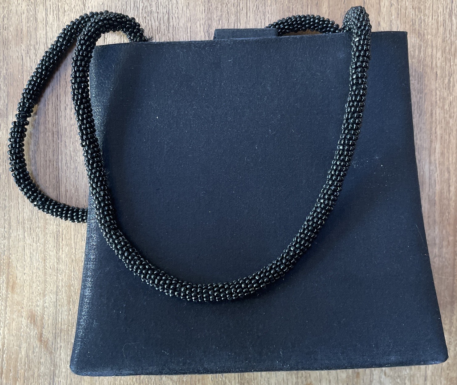 La Regale Womens Black Beaded Evening Purse Bag Small Snap Lock