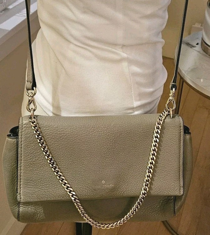 Kate Spade Sadie Envelope Crossbody Leather Purse U6687 Thunder Cloud Brown