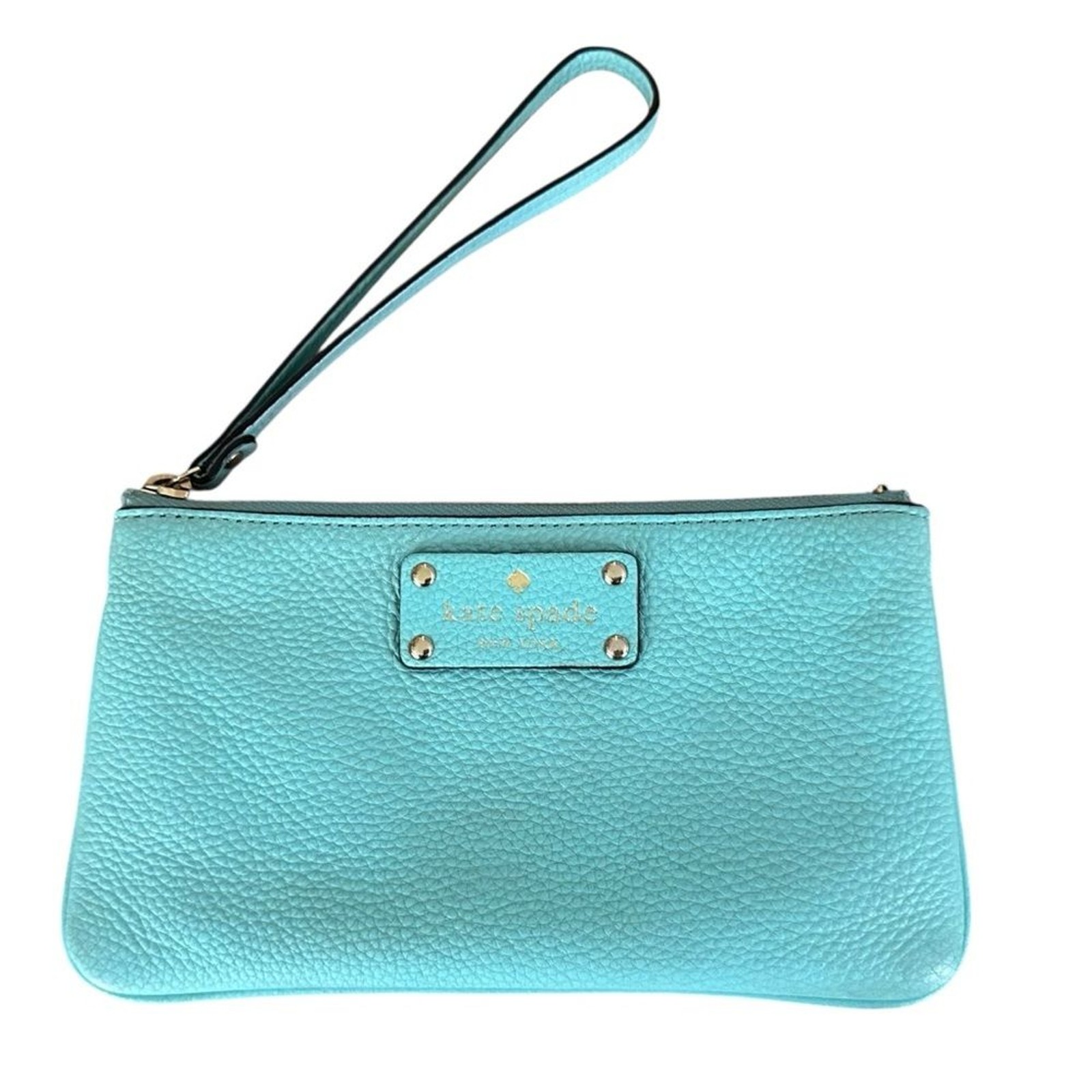 Kate Spade Chrissy Berkshire Road Zippered Wristlet Robins Egg Blue Leather