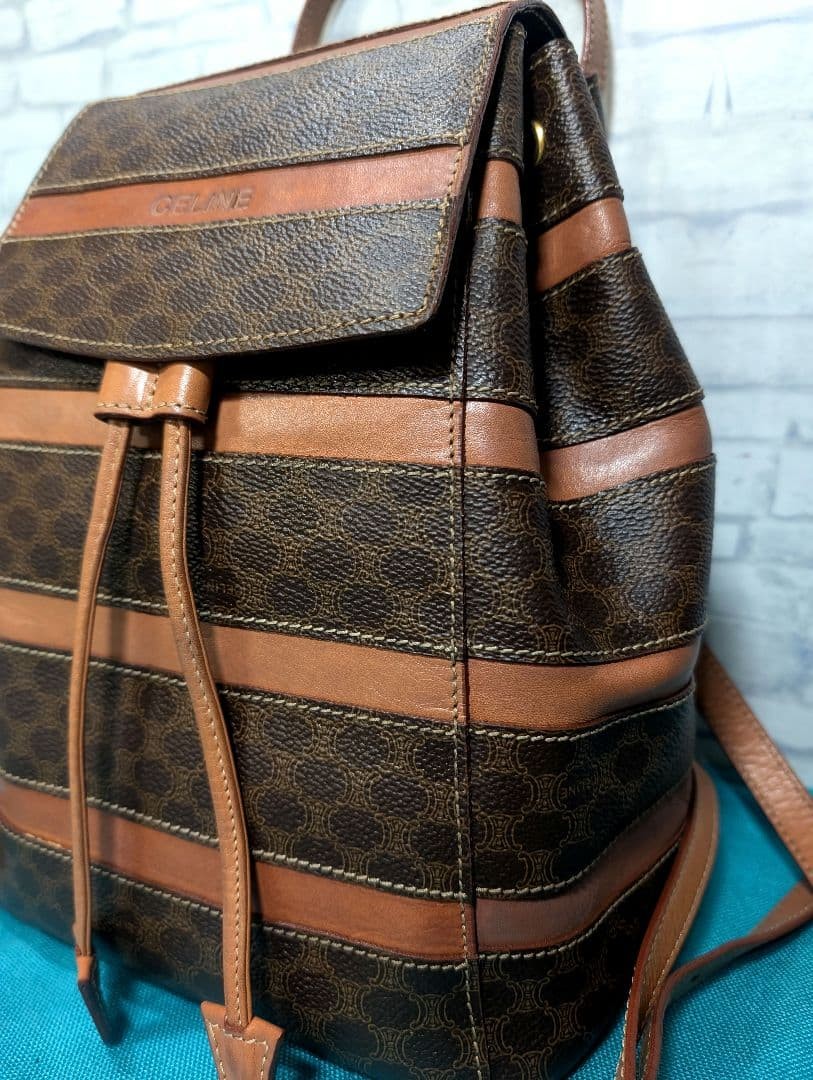 Celine Macadam Mini Backpack Border Pattern PVC Leather Vintage Shoulder Bag