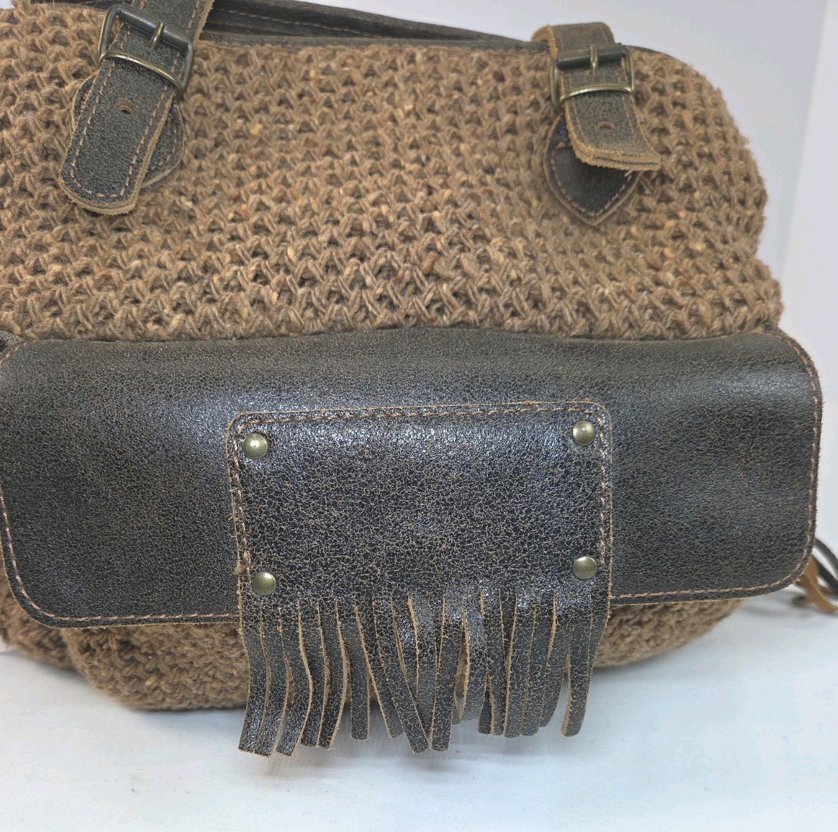Bonfanti Italian Made 100% Wool & Leather Women’s Tote Purse Shoulder Bag New