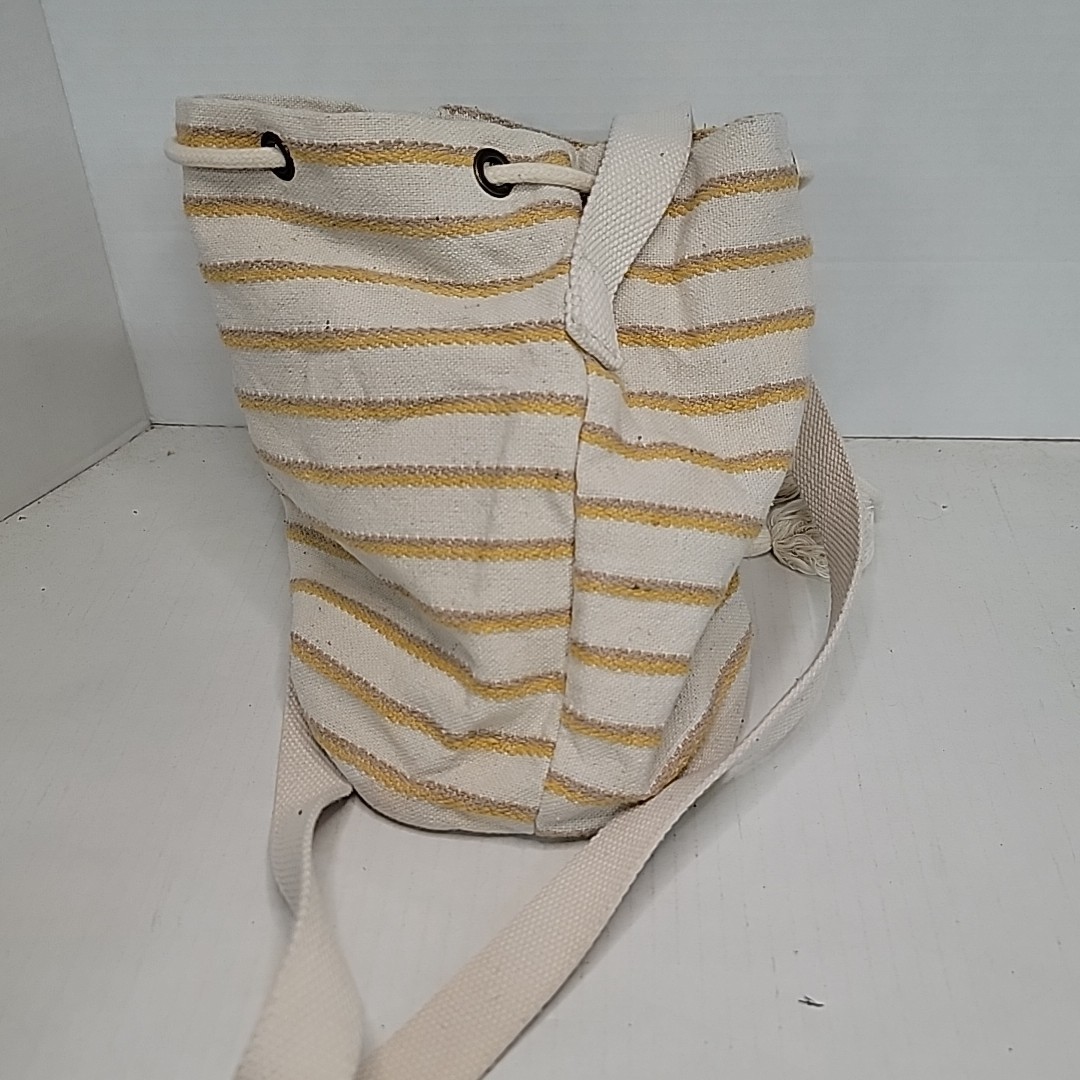 Roxy Linen Cotton Yellow & White Stripe Boho Clinch Top Shoulder Bag Purse