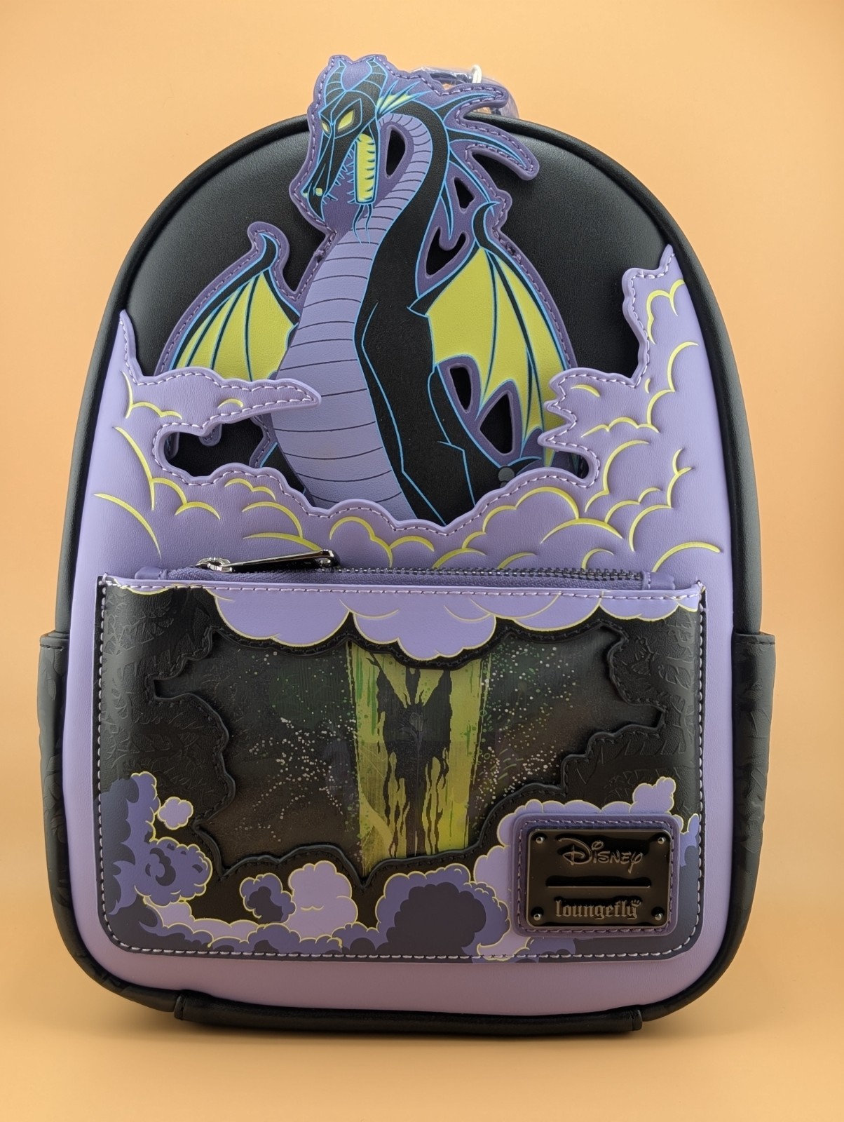 Loungefly Maleficent Dragon Lenticular GITD Glow Dark Mini Backpack NWT Rare