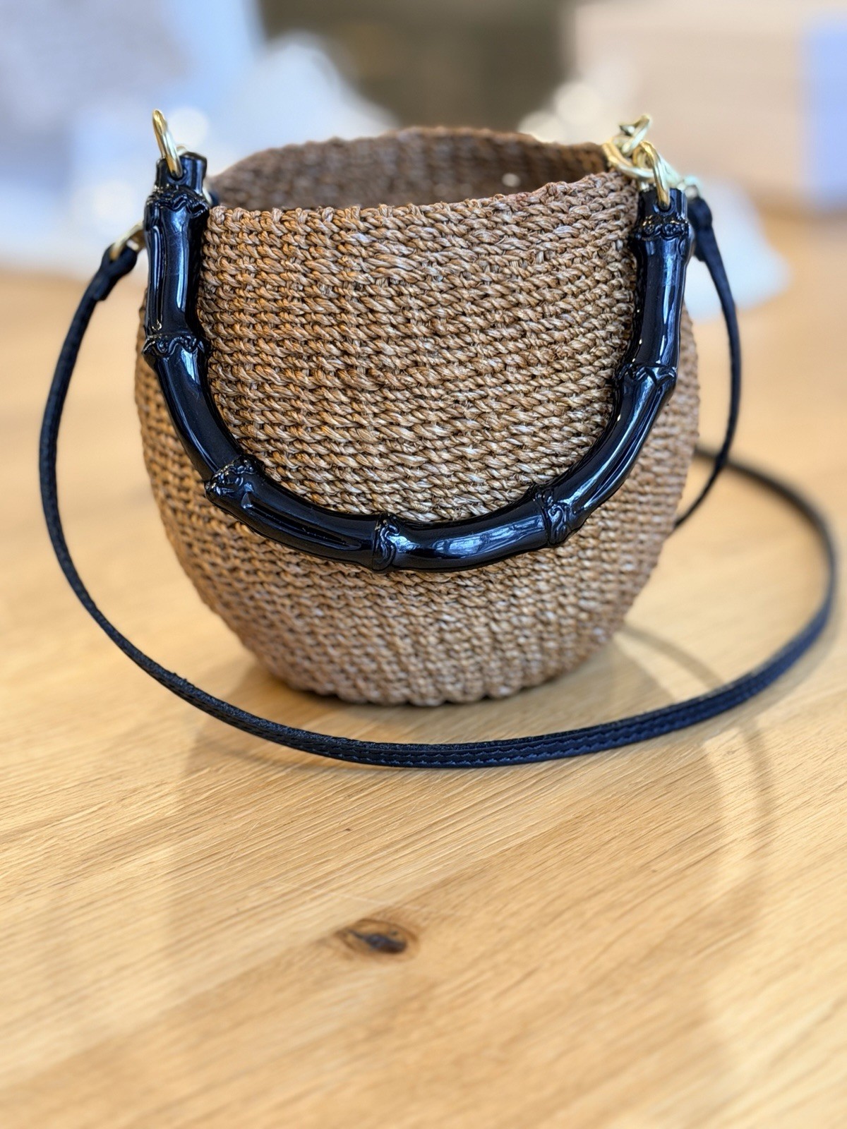 Clare V PETIT POT DE MIEL W/ BAMBOO HANDLE in Dulce De Leche NWT $245