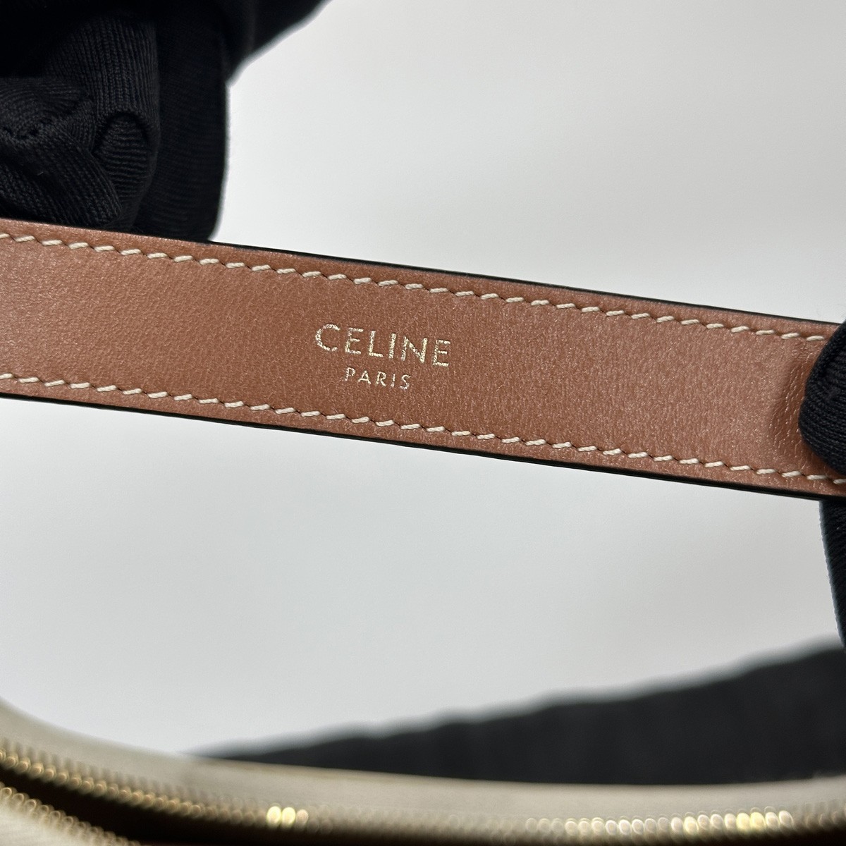 Celine White AVA Pea-shaped Bag, Underarm Bag, Canvas and Leather with Dust Bag