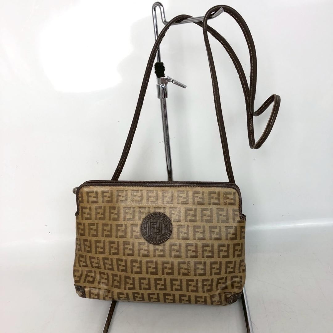 FENDI Shoulder Bag PVC and Leather Vintage Zuccino Authentic From Japan