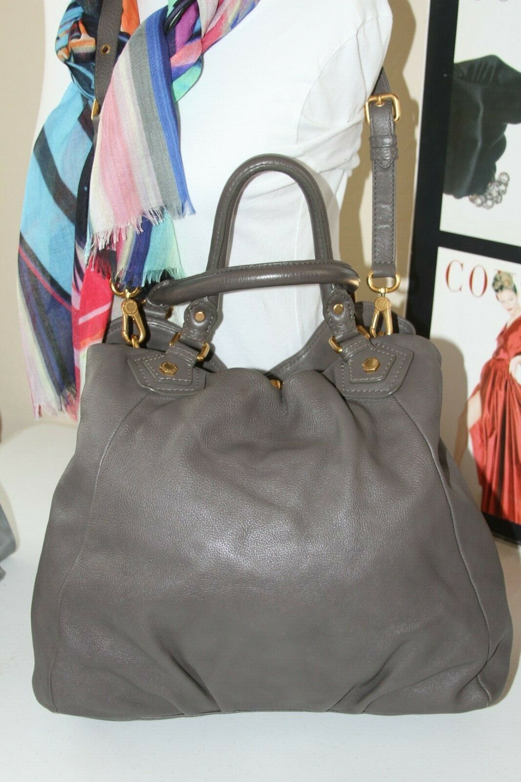 Marc by Marc Jacobs Classic Q Fran Gray Leather Large Tote $488 #42*P