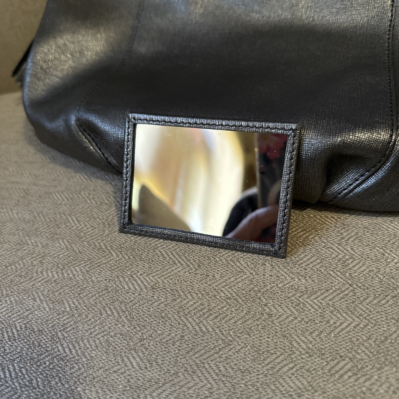 Womens Eric Javits Dark Grey Metallic Purse Shoulder Handbag Chain Strap NWOT