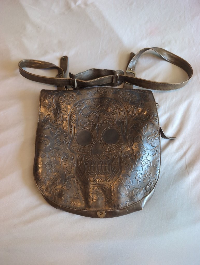 Loungefly Brown Embossed Skull Crossbody Bag