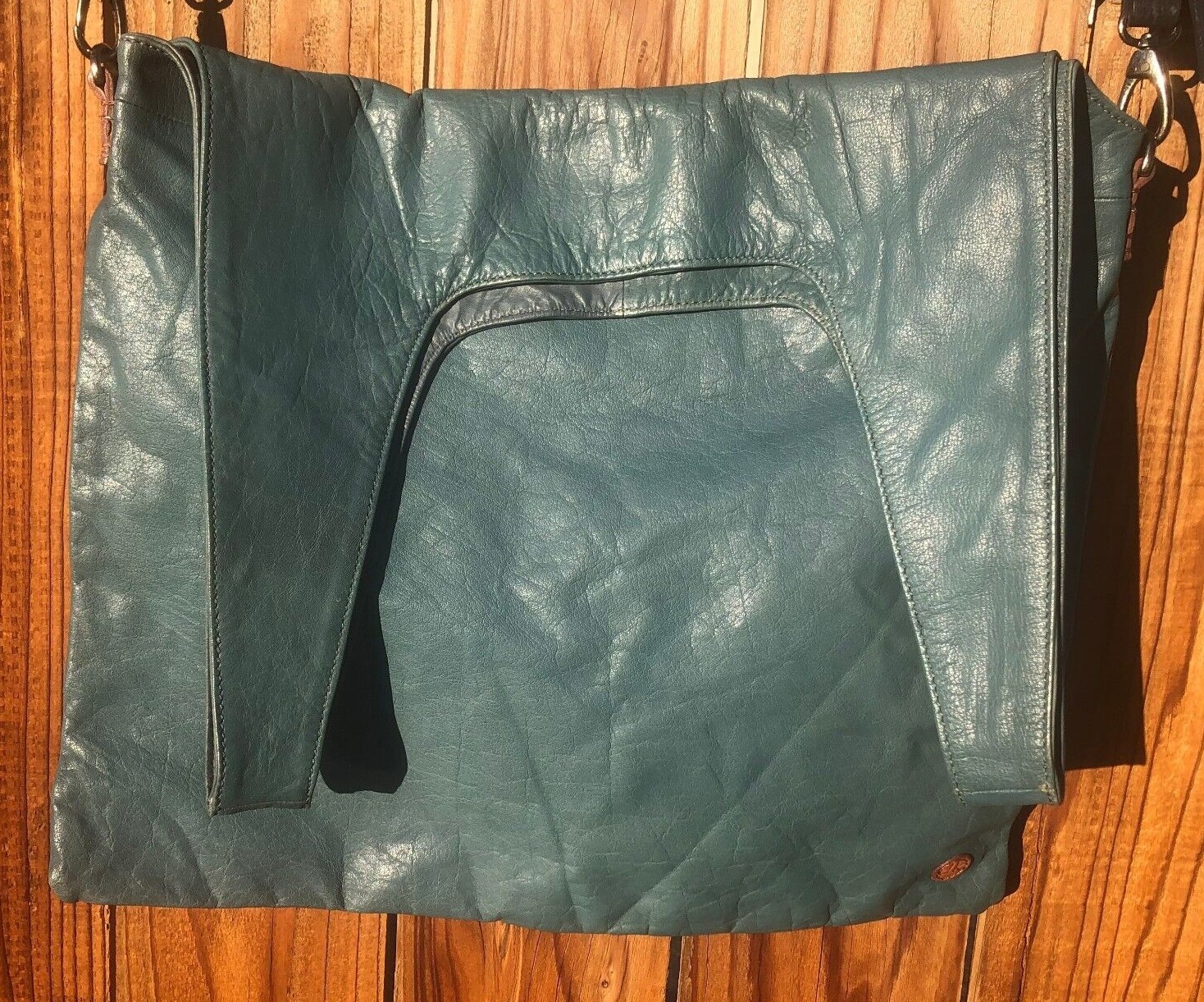 ELK THE LABEL Tote Bag Genuine Leather Large Turquiose Messenger Hand