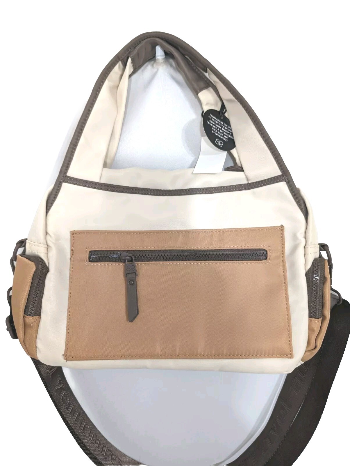 Samantha Brown To-Go Travel Hobo Bag with Removable Crossbody Strap-Taupe-New