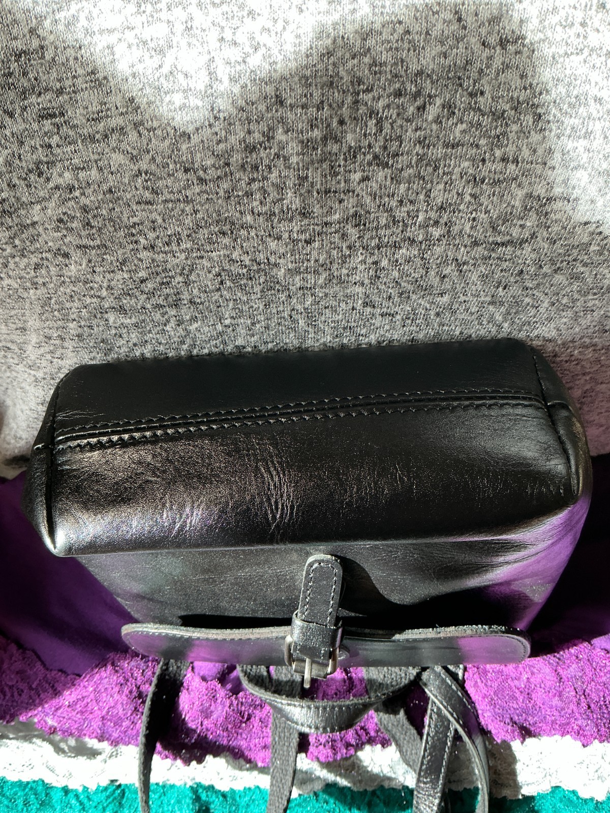 Patricia Nash Smooth Leather Black Flap Snap Crossbody Convertible Backpack