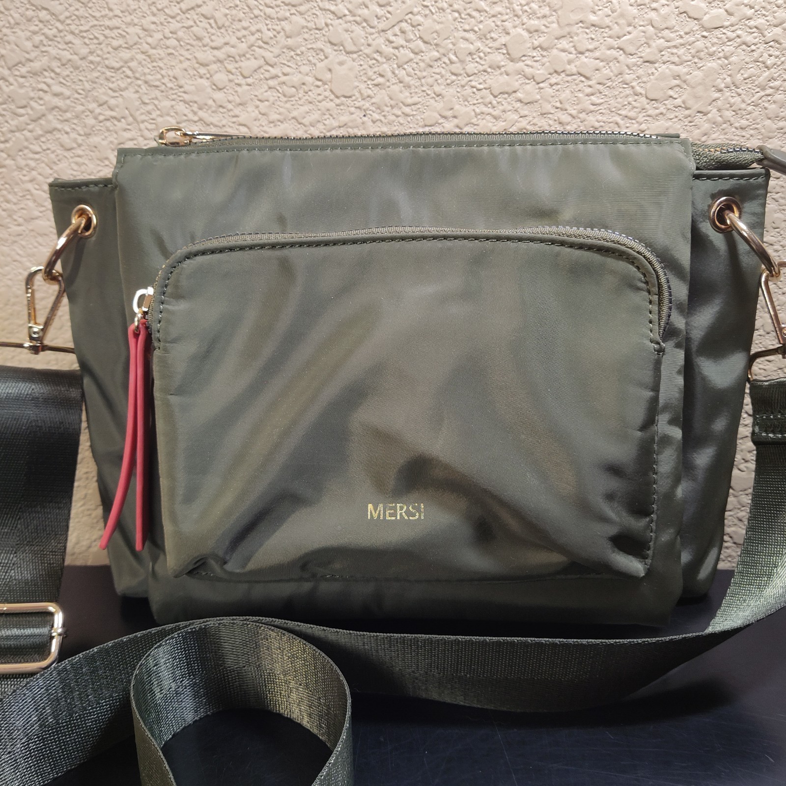 Crossbody Purse/Bag By Mersi. Olive Green. Adjustable Strap. VERY GOOD. CLEAN!