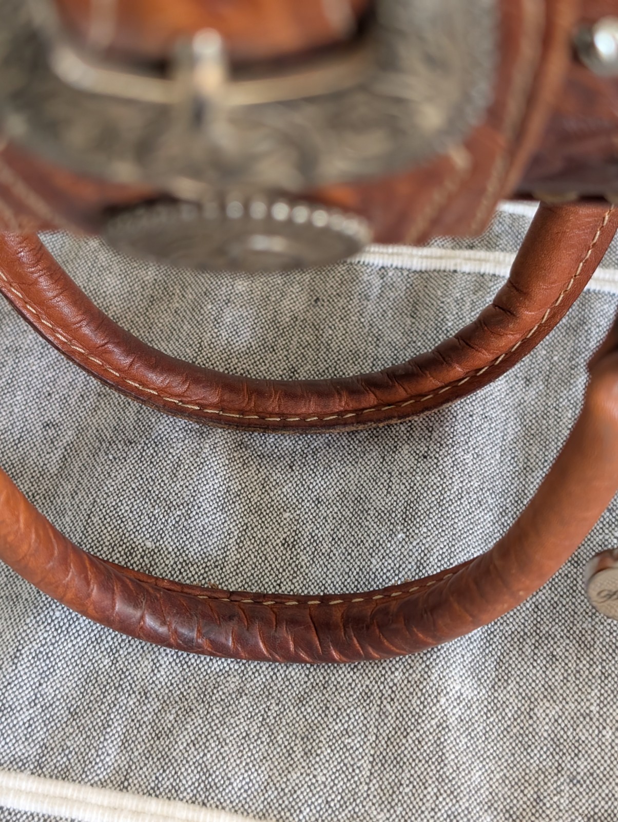 American West Brown Tooled Leather Satchel Doctor Style Silver Studs