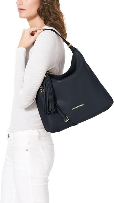 🌞MICHAEL KORS WESTON MIDNIGHT BLUE GOLD LEATHER LARGE TOP ZIP SHOULDER BAG🌺NWT