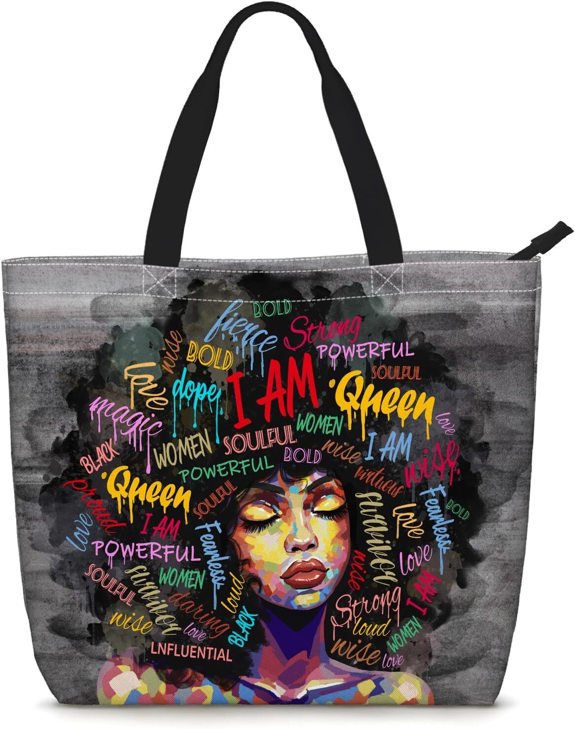 African American Women Tote 19.7 “(L) X 15.7″(H) X 5.9” (W), Black 5