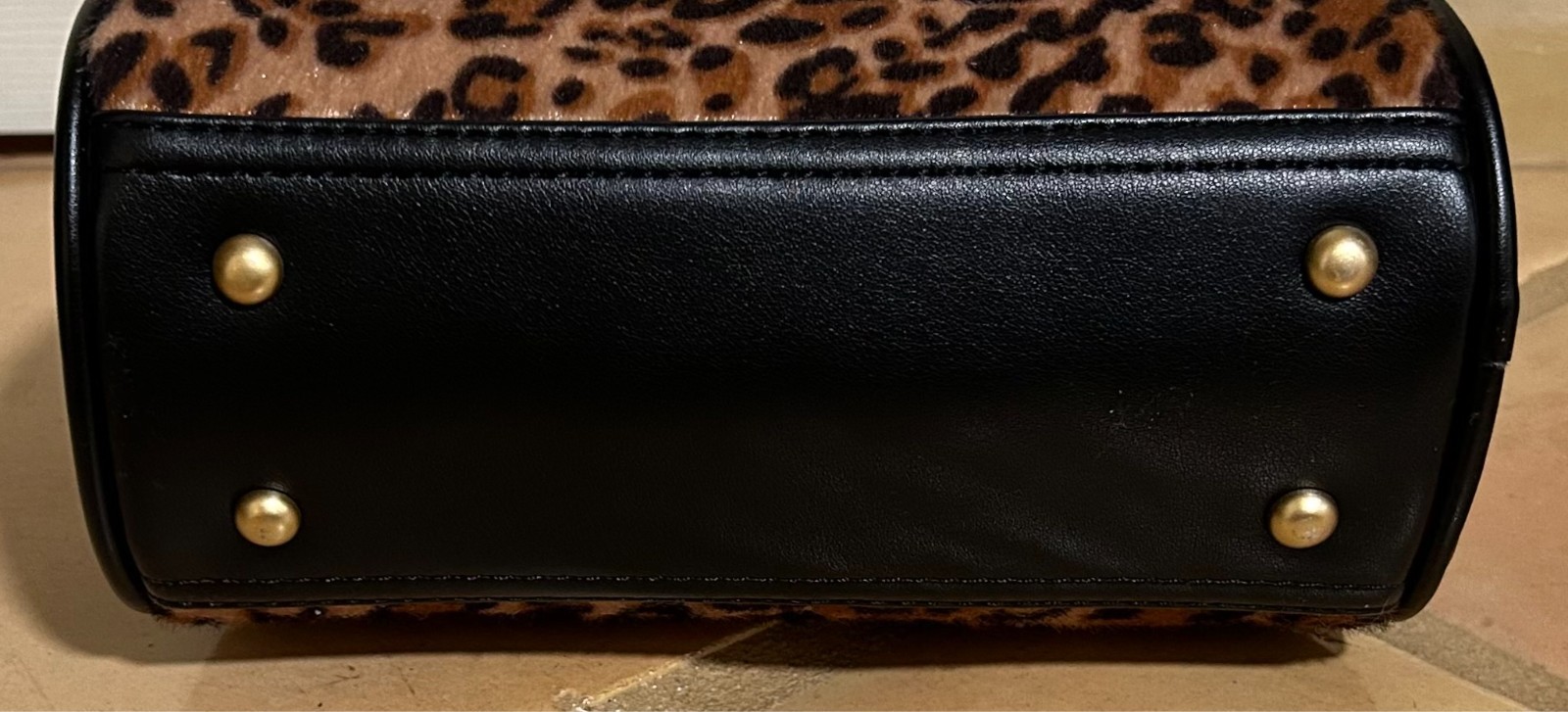 VON DUTCH Brown LEOPARD Black TRIM Calf HAIR Small BOWLER Crossbody BAG NWT
