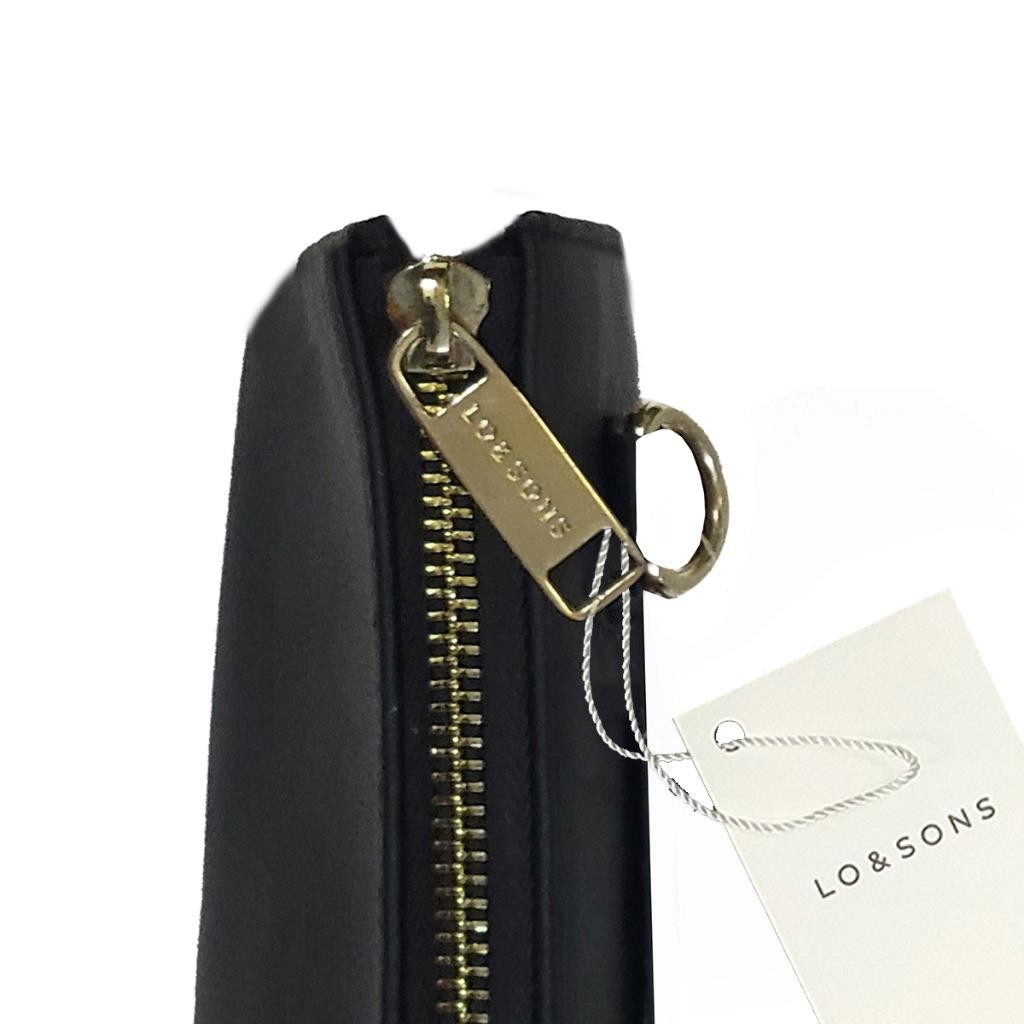 Nwt LO & SONS Black/Gold WAVERLY 2 LARGE CONVERTIBLE BAG 4 Way Vegan Leather