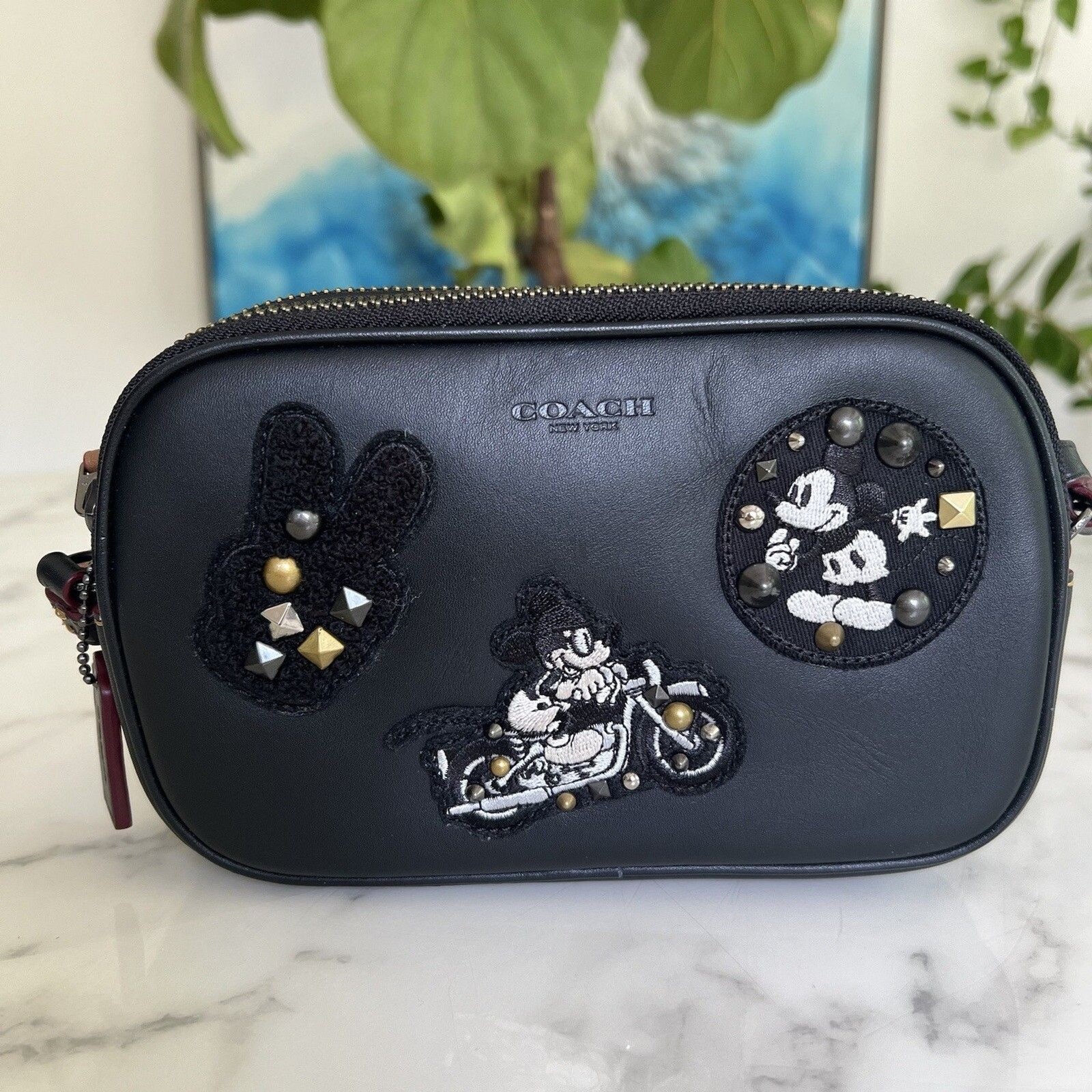 Coach X Disney Crossbody Pouch in Glove Calf Leather with Mickey Patches F59532