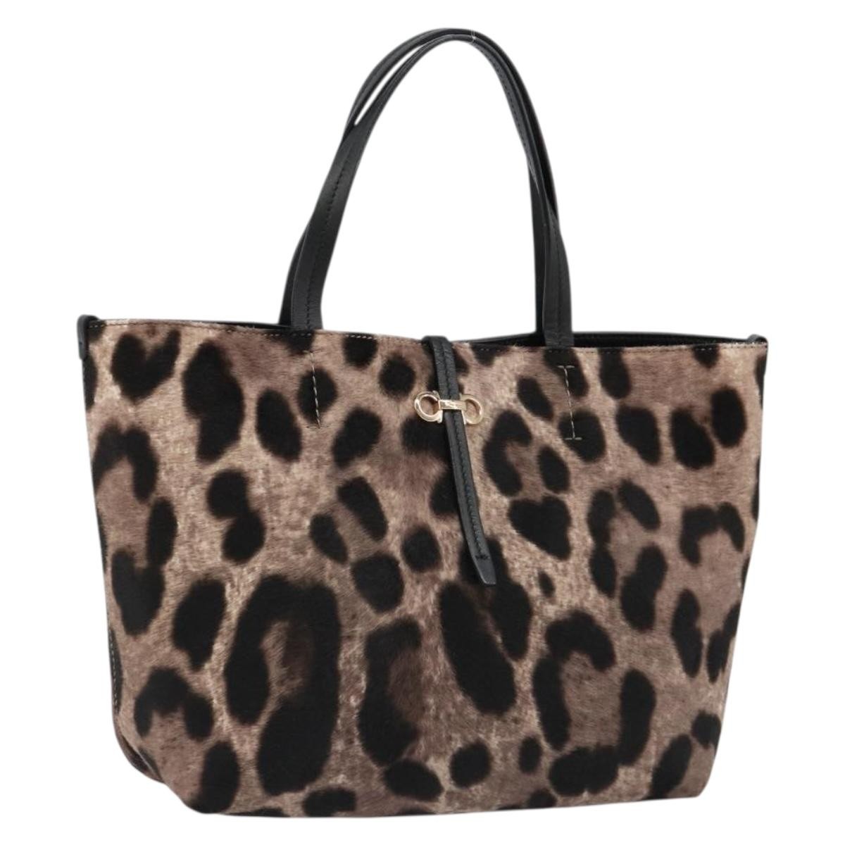 Salvatore Ferragamo Tote Bag Harako Leather Brown Gold Auth 185590A