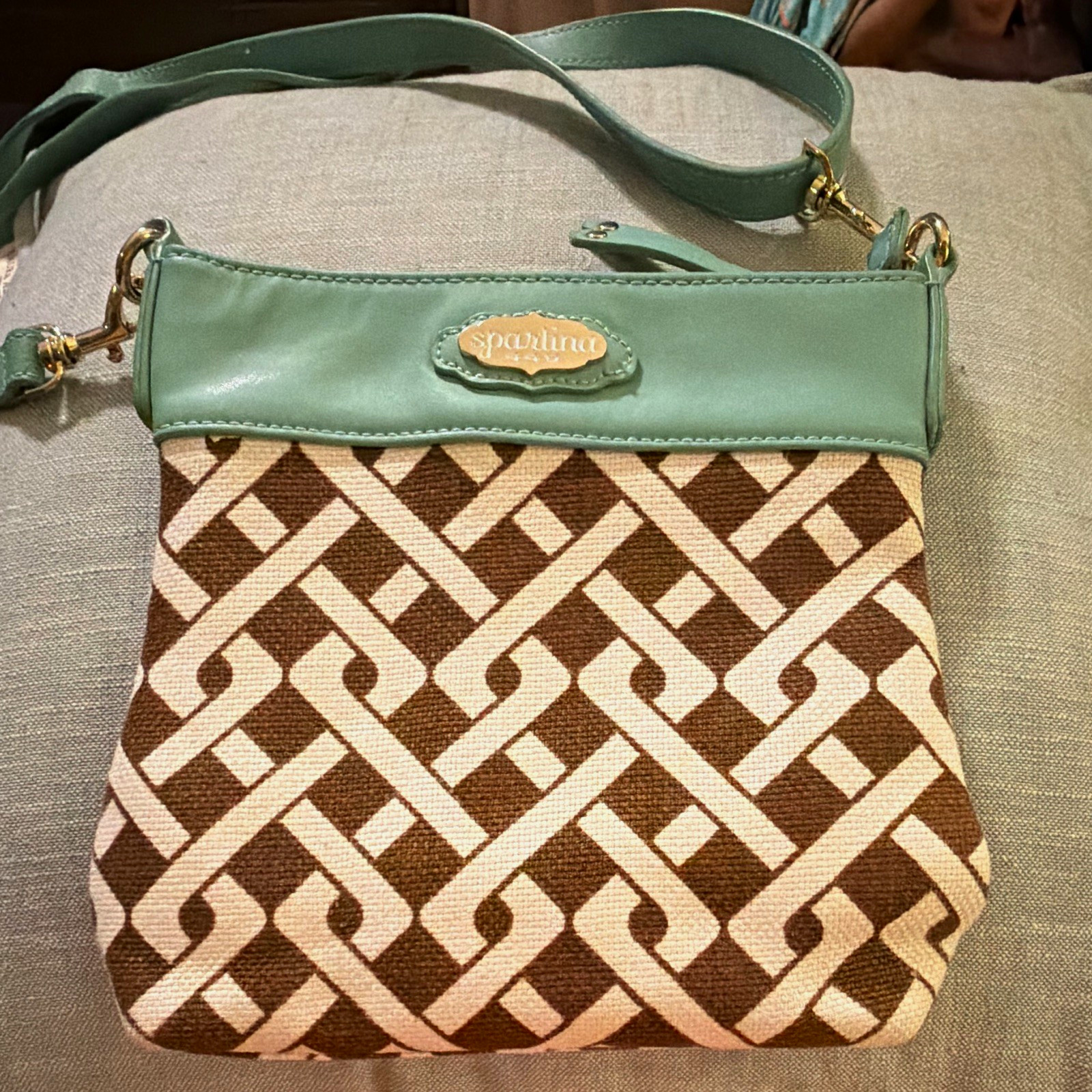 Spartina 449 Small Geometric Crossbody Bag Zip Closure Detachable Strap