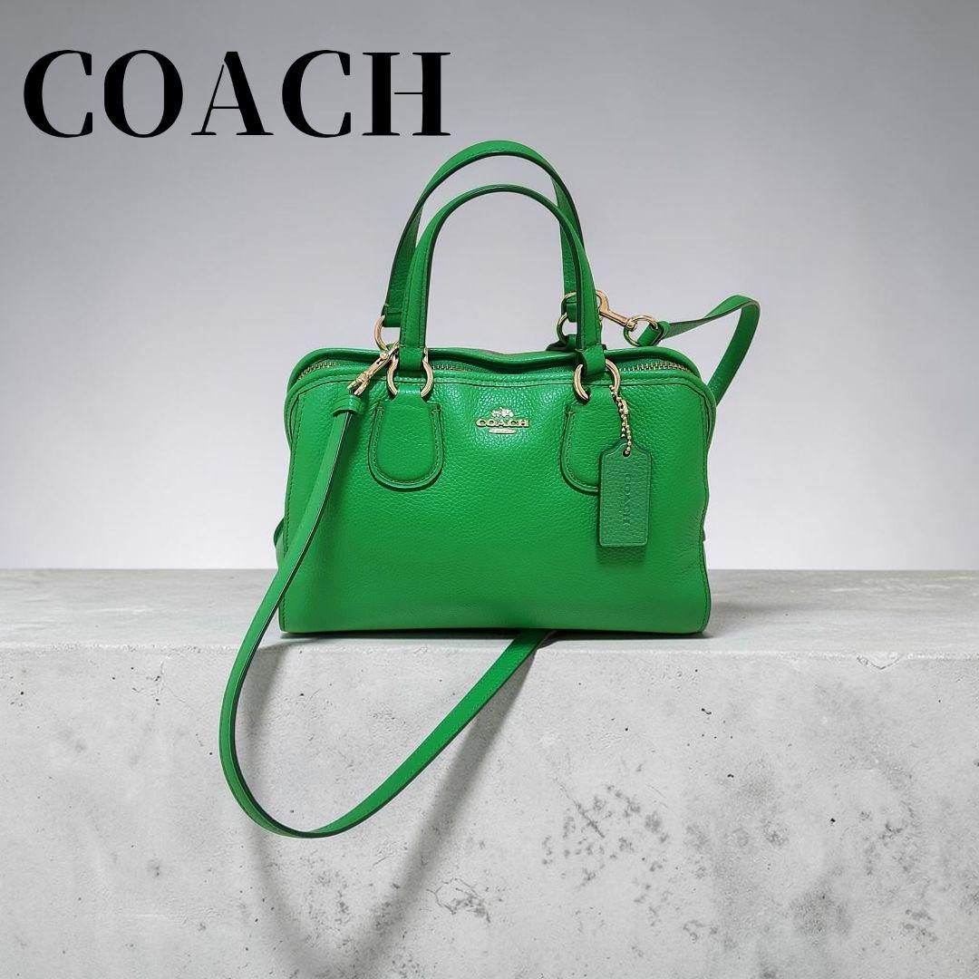 Coach 2Way Shoulder Bag Green 17x15x9cm (6.7×5.9×3.5in) Used