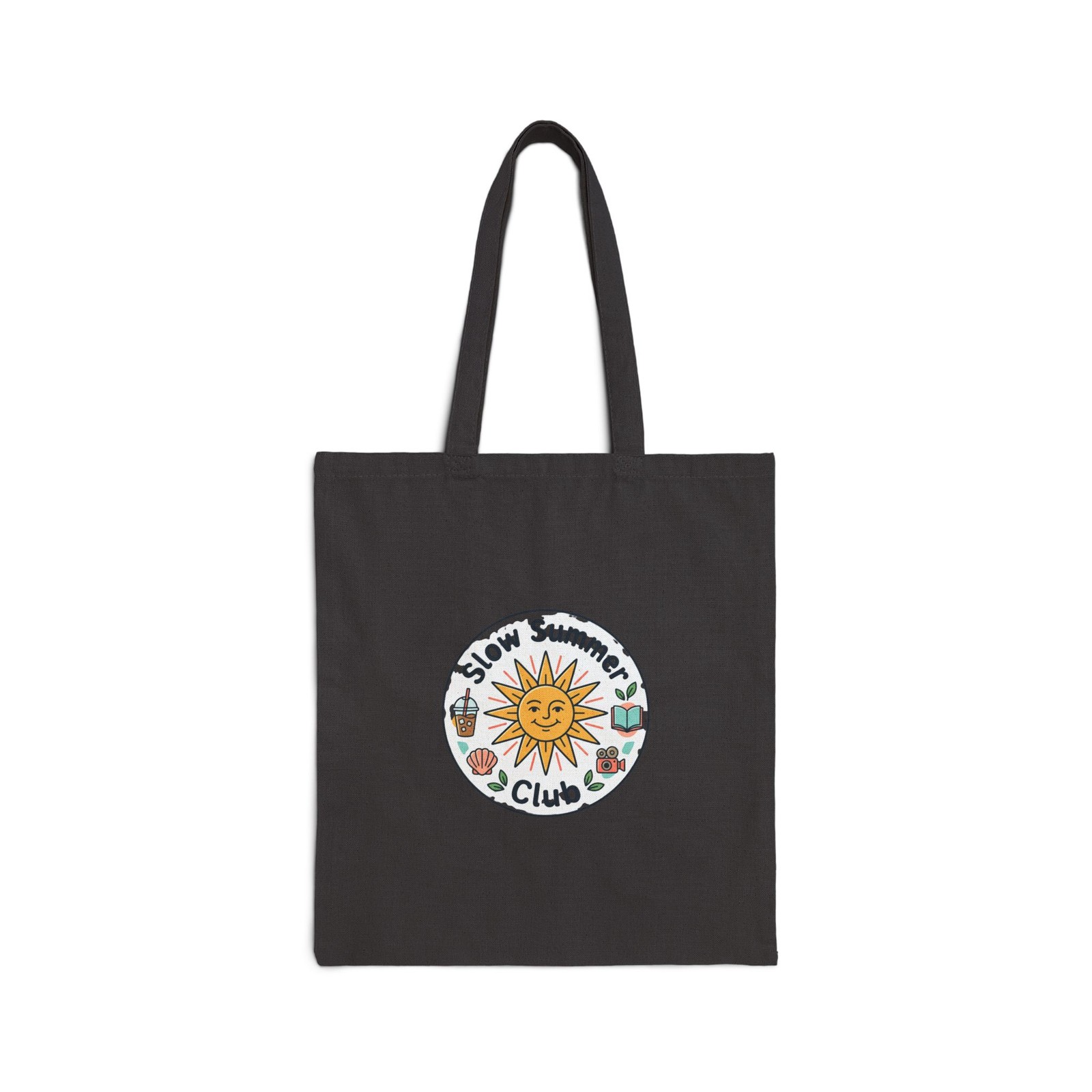 Slow Summer Club Tote, summer aesthetic coastal vibes, hand-drawn sunny pastel