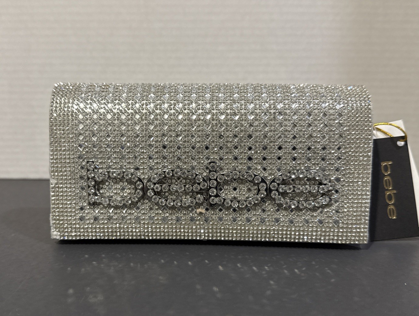 Bebe Luxor Silver Clutch
