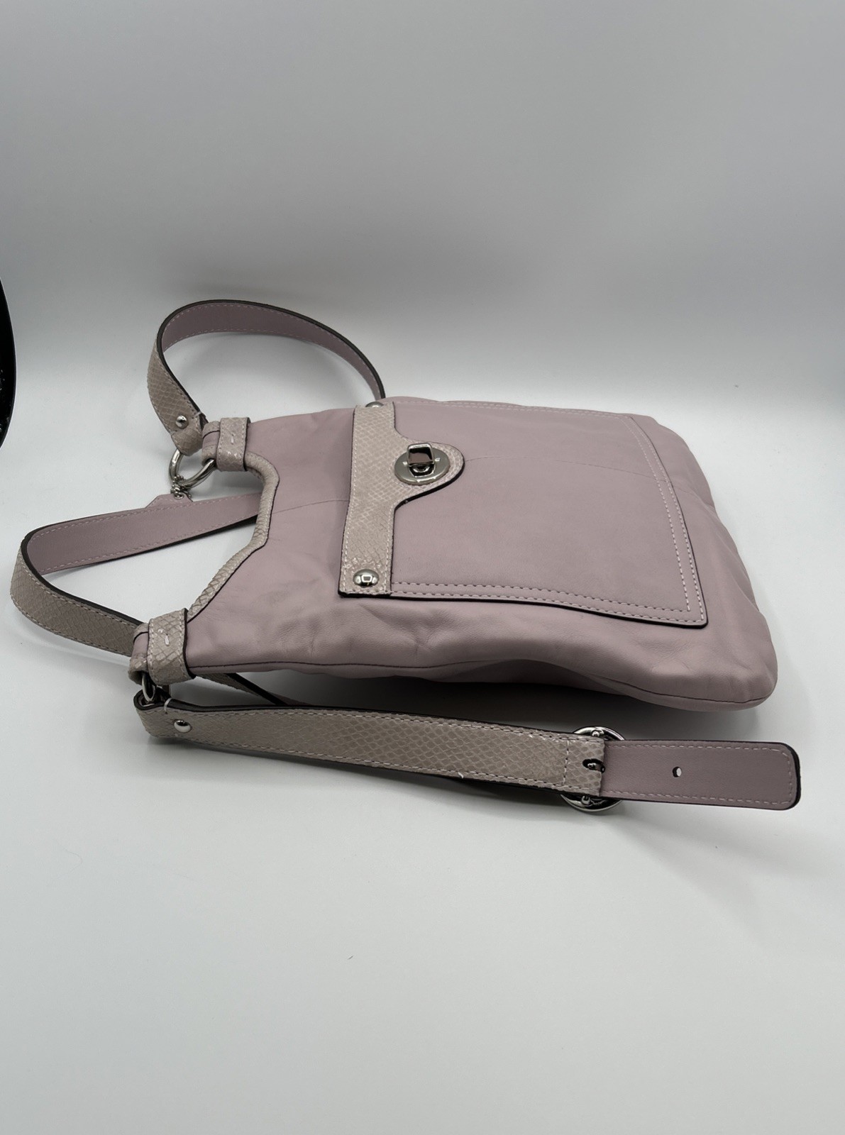 Coach Penelope Leather Crossbody Mauve Crocodile Embossed Strap/Trim Turn Lock