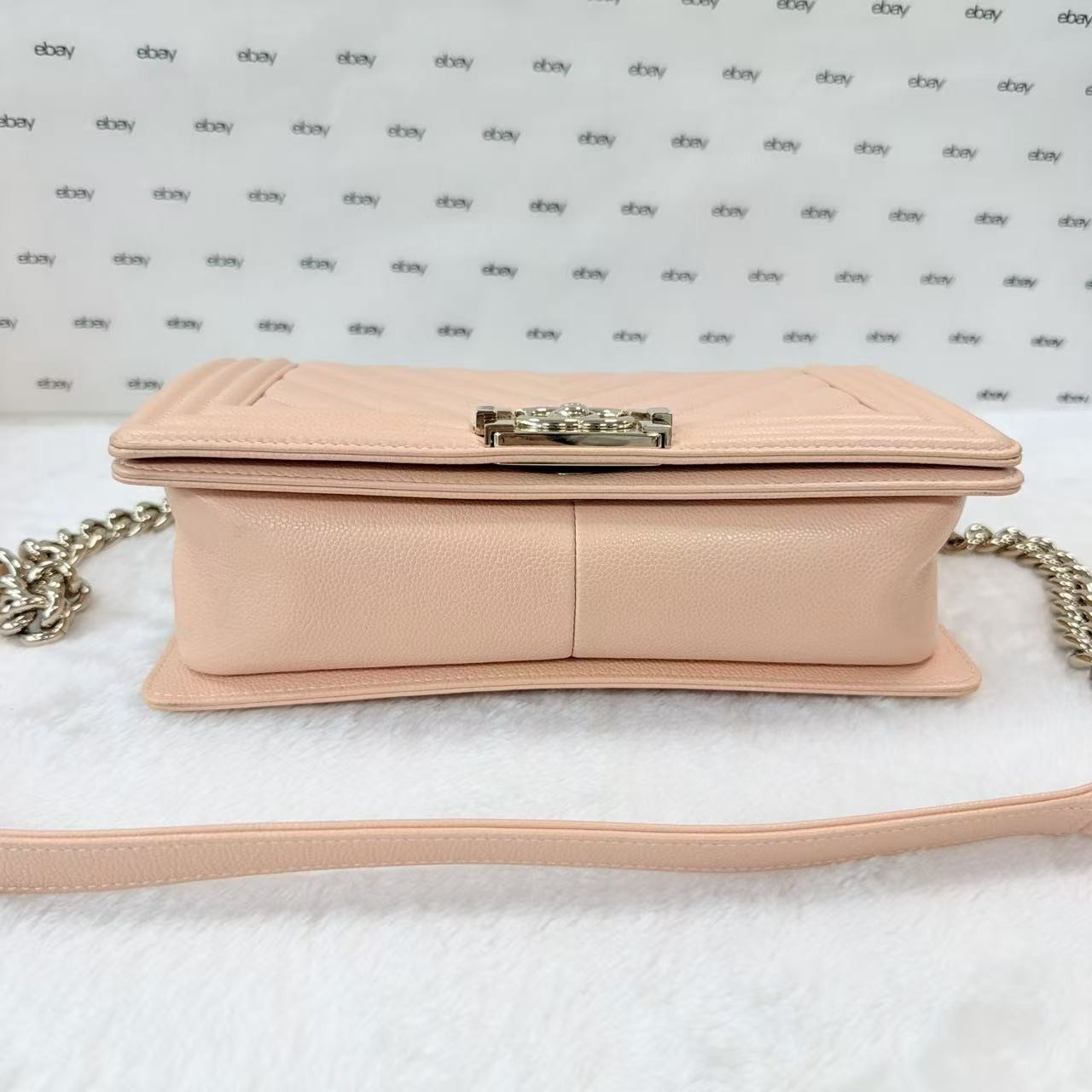 Chanel Le Boy Medium Pink Caviar Grained Calfskin Crossbody Bag Gold Hardware