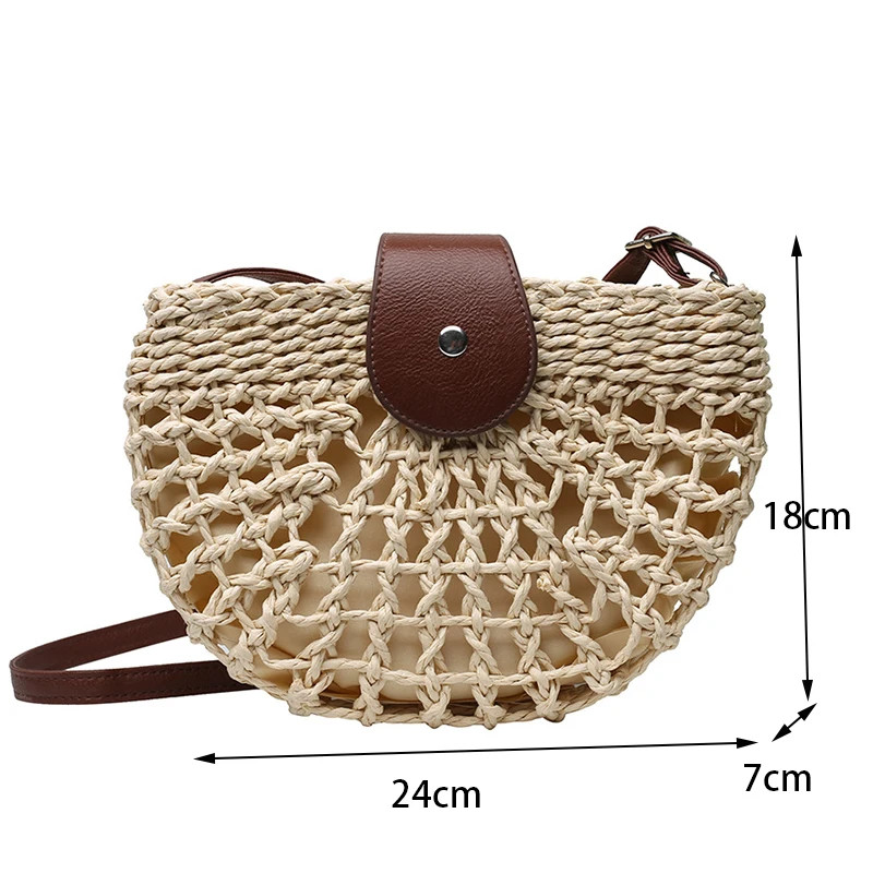 Yogodlns Summer Straw Women For Bag Fashion Semicircle Crossbody Bags Rattan