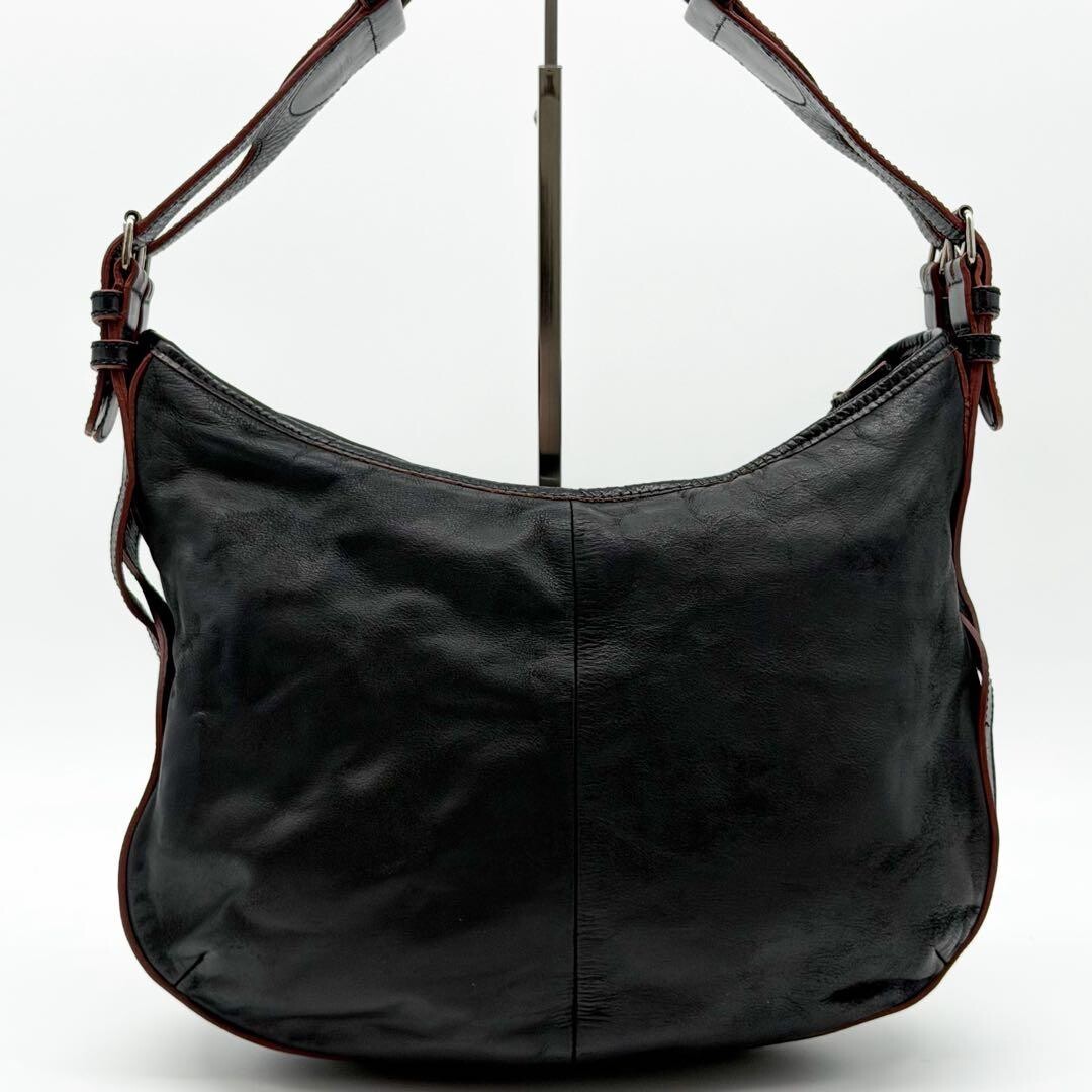 LOEWE One Shoulder Bag Anagram Nappa Leather Black Vintage Authentic From Japan