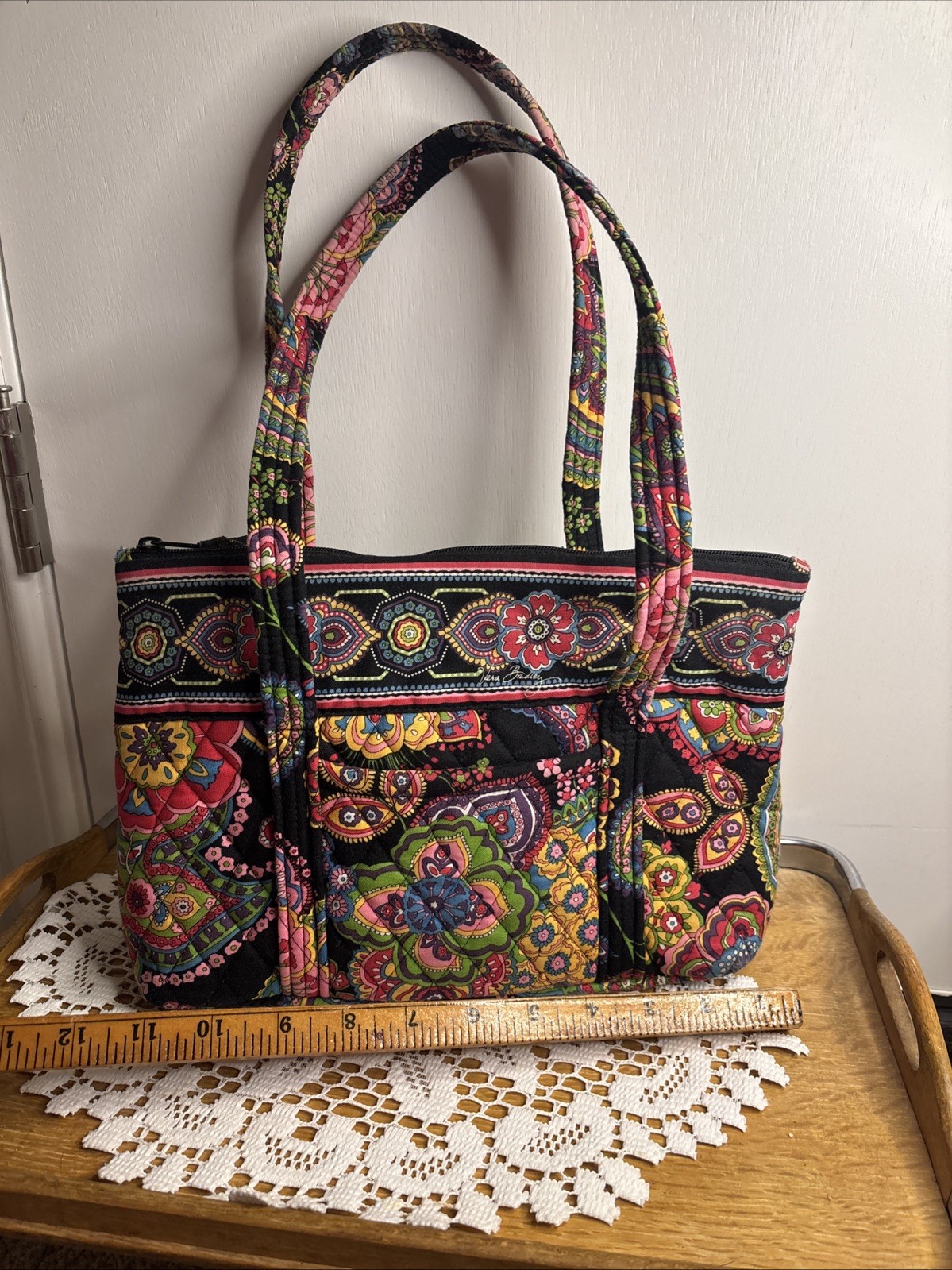 Vera Bradley Medium Tote In Symphony In Hue Retired Pattern