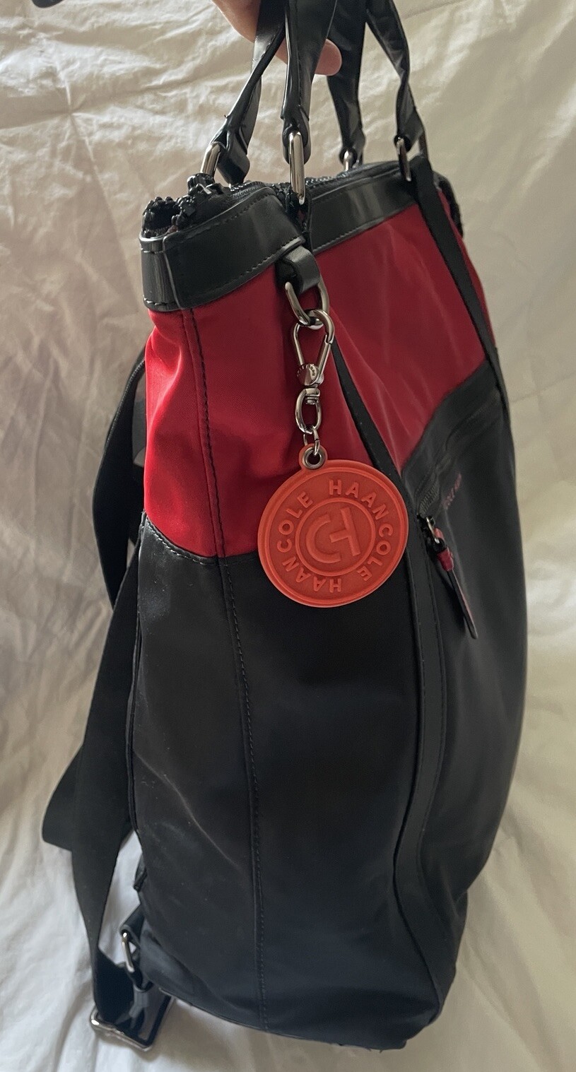 COLE HAAN Two Tone Nylon N/S GRAND SERIES Convertible Tote Bag Backpack-NICE