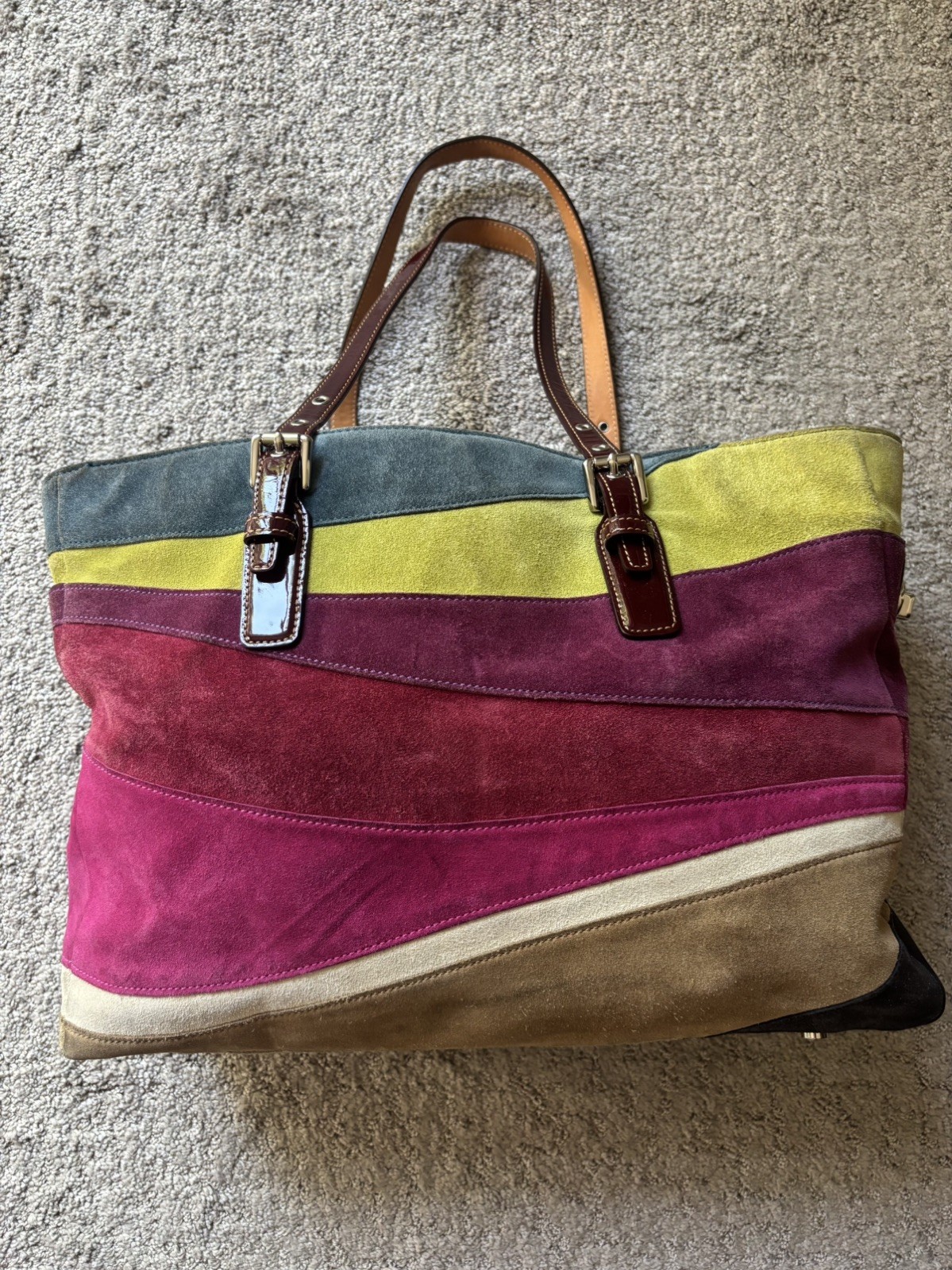 COACH Ltd Edition Wave Design Suede Large Tote + Wristlet & Dustbag